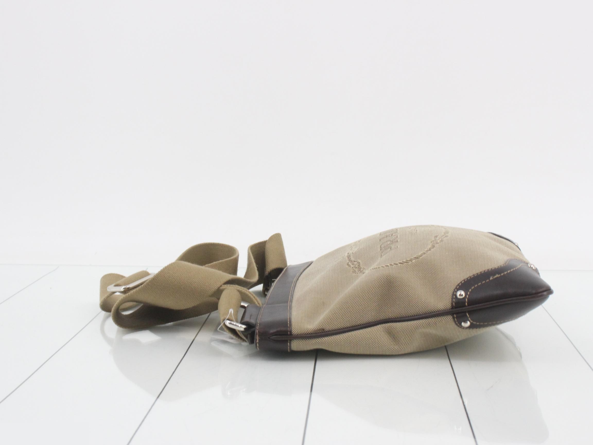 Canvas and leather combination shoulder bag — view 4