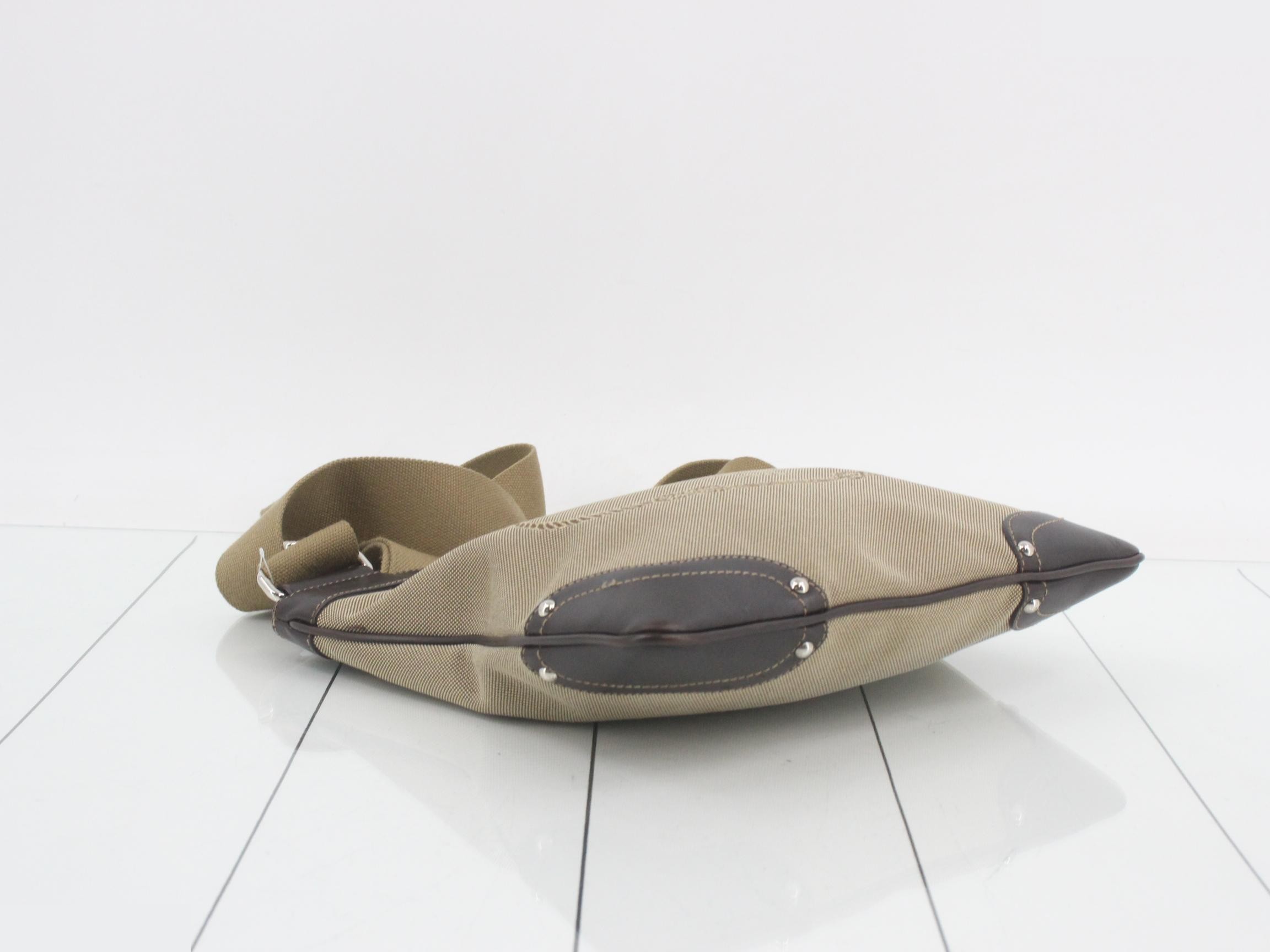Canvas and leather combination shoulder bag — view 5