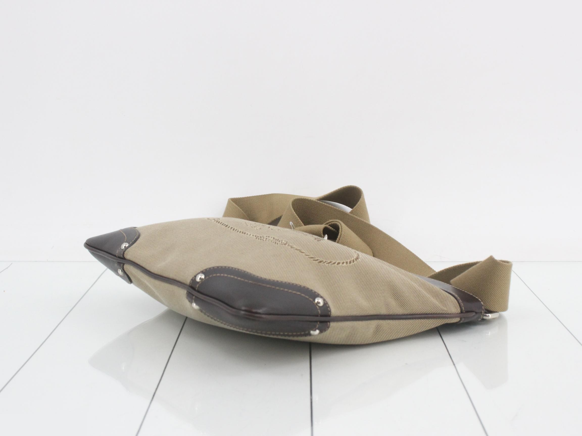 Canvas and leather combination shoulder bag — view 6