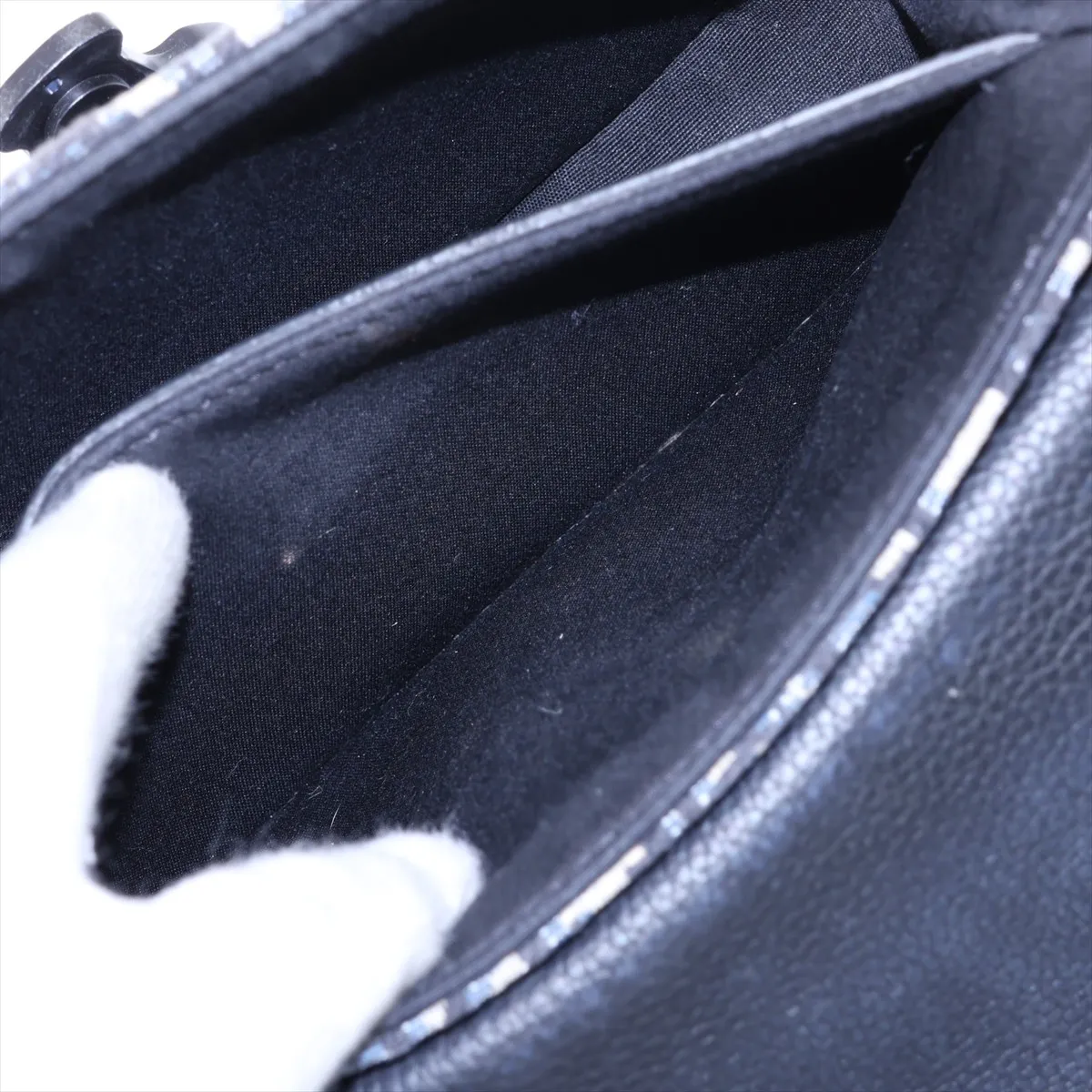 Oblique Saddle Canvas x Leather Shoulder Bag, Navy — view 7