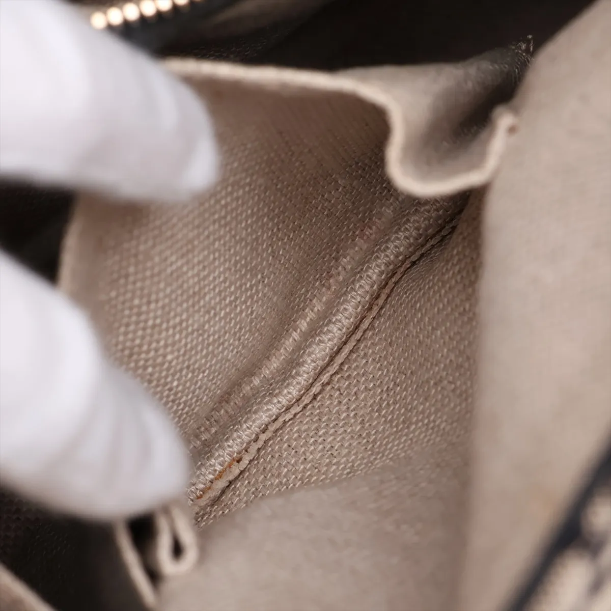 New Jackie 246907 Canvas x Leather 2-Way Shoulder Bag Beige x Black — view 9