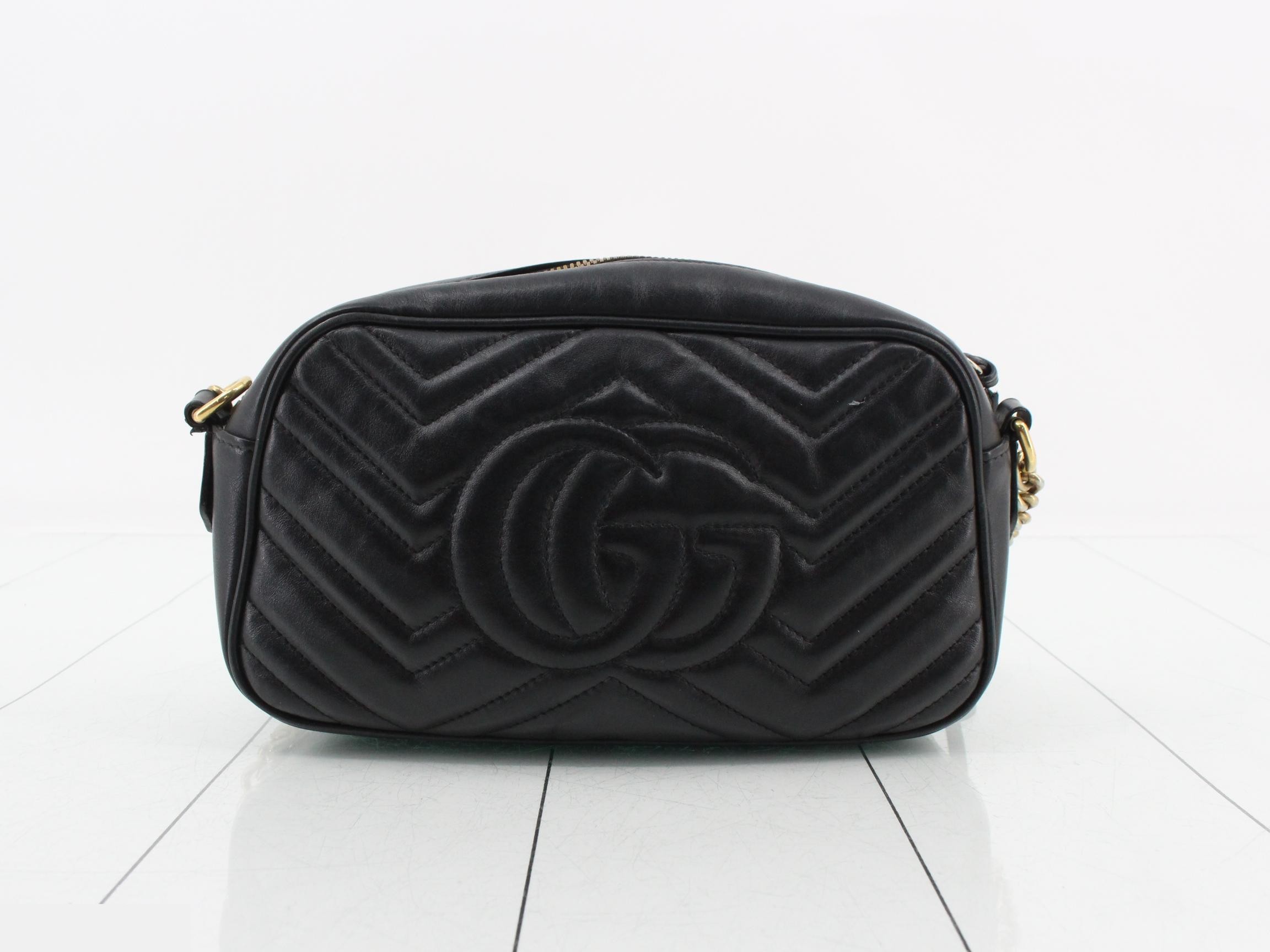 Marmont Leather Black Chain Shoulder Bag — view 2