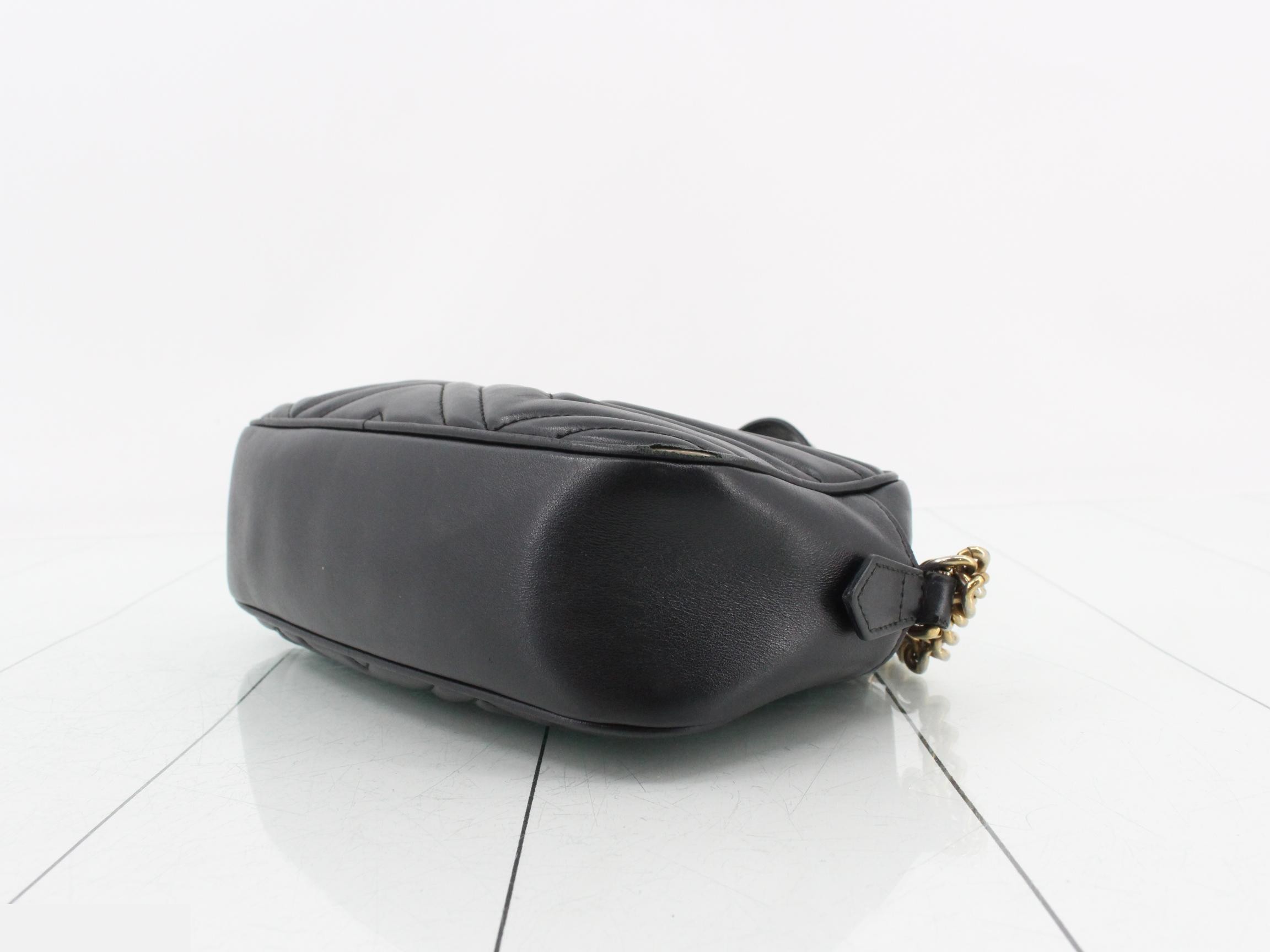 Marmont Leather Black Chain Shoulder Bag — view 6