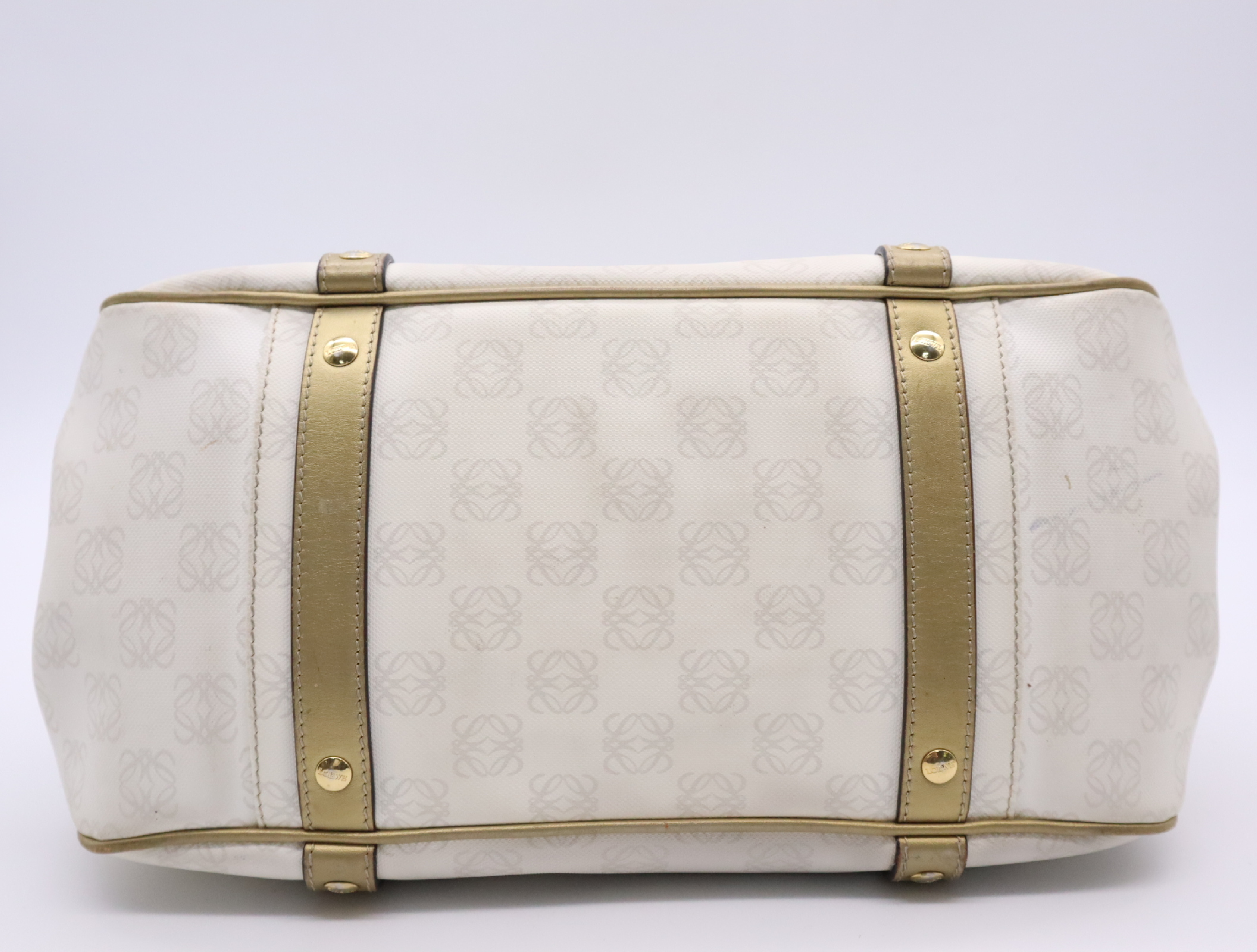 PVC x Leather Handbag, White, Gold Hardware, Tote Bag — view 4