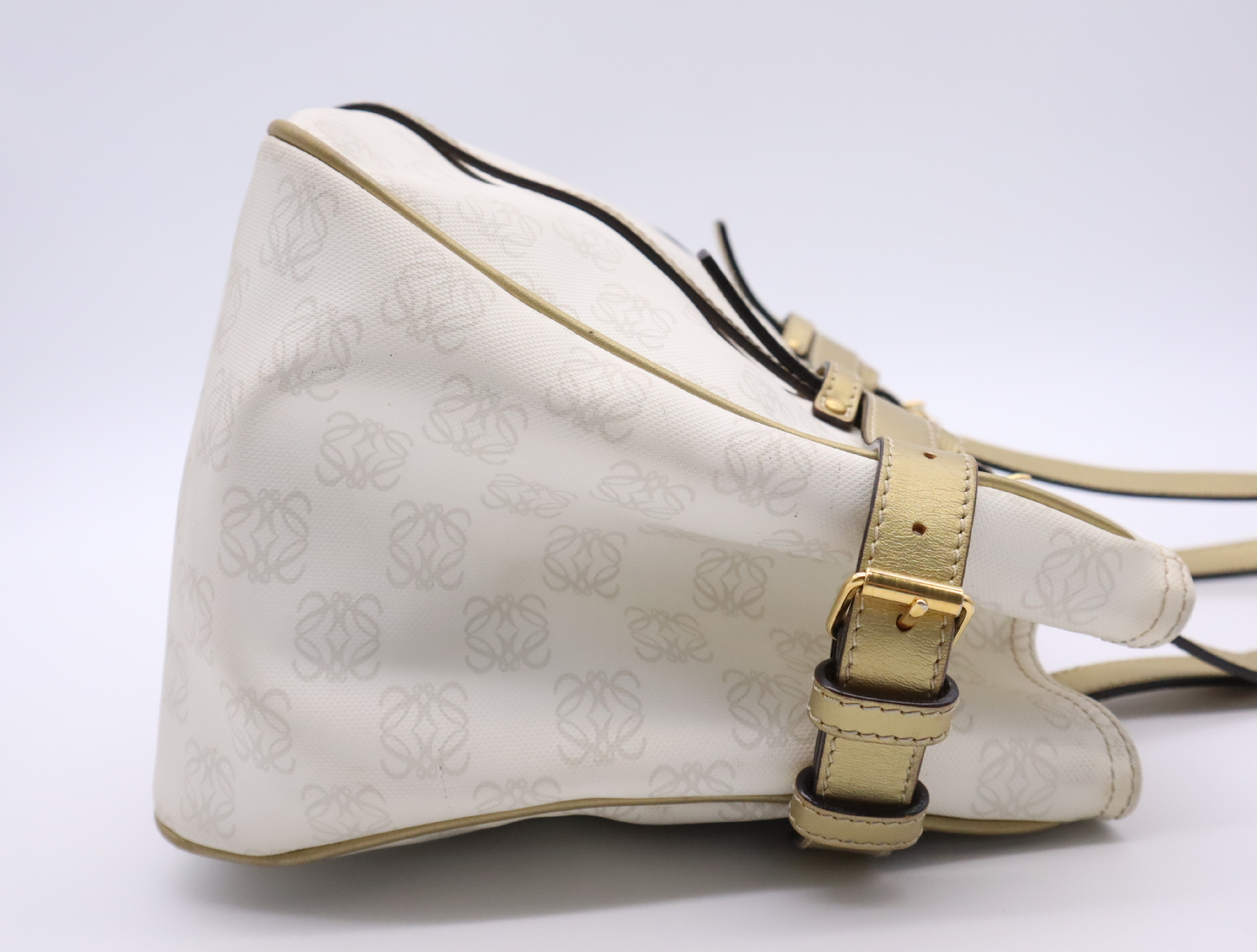 PVC x Leather Handbag, White, Gold Hardware, Tote Bag — view 5