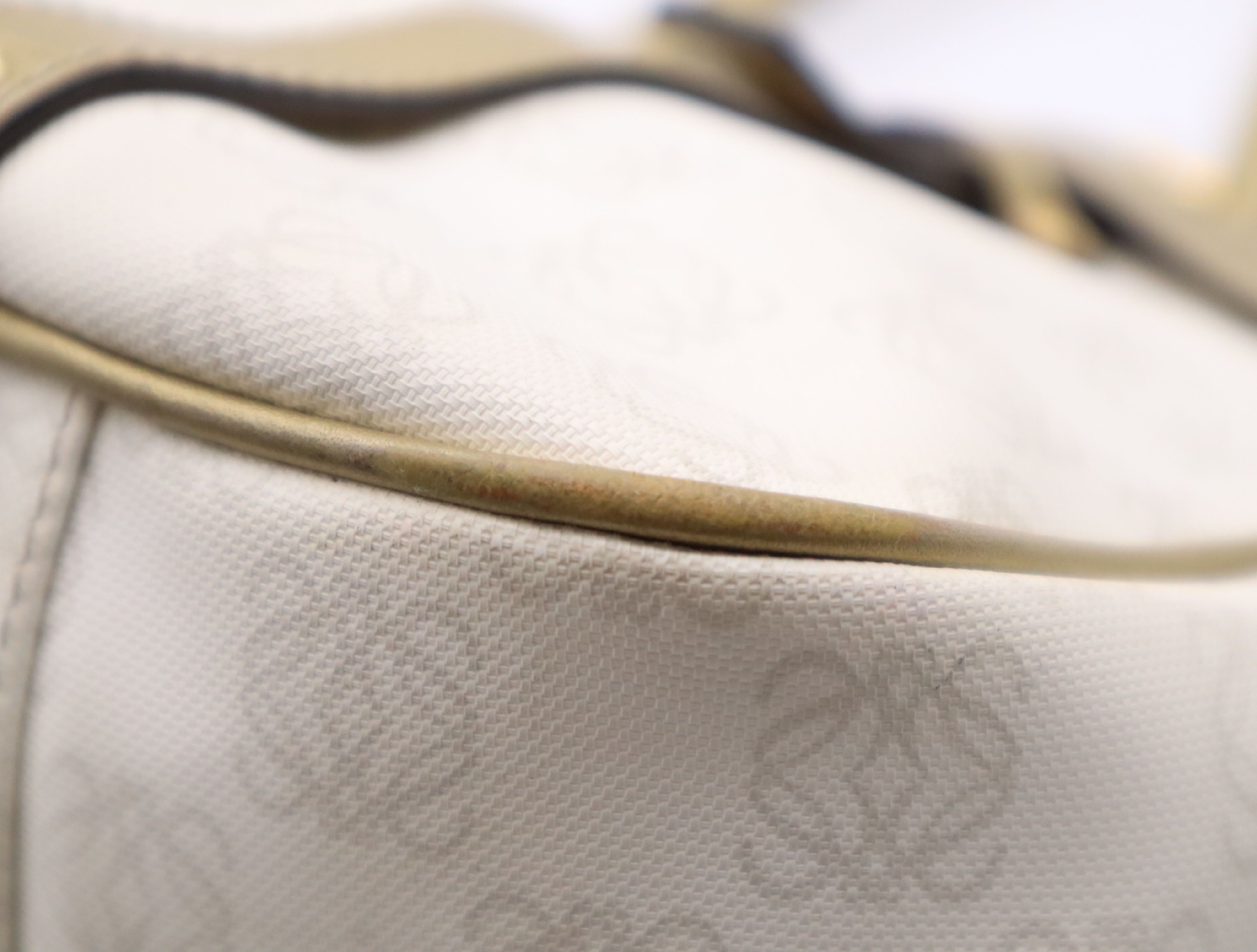 PVC x Leather Handbag, White, Gold Hardware, Tote Bag — view 7