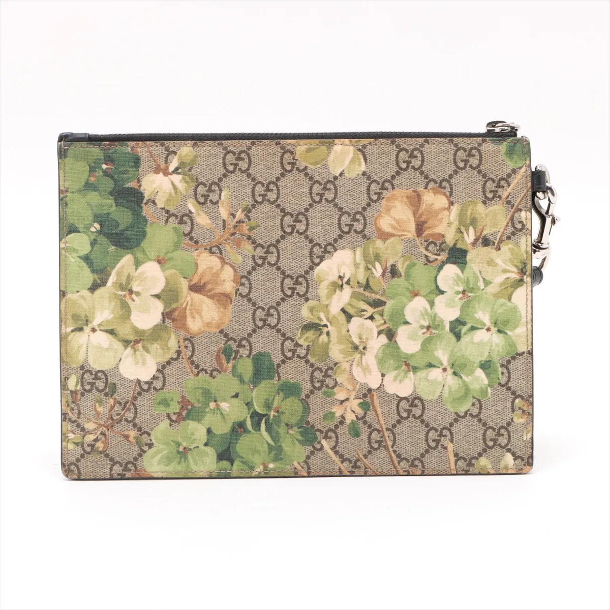 GG Blooms PVC x Leather Clutch Bag Beige x Green 411691 — view 2