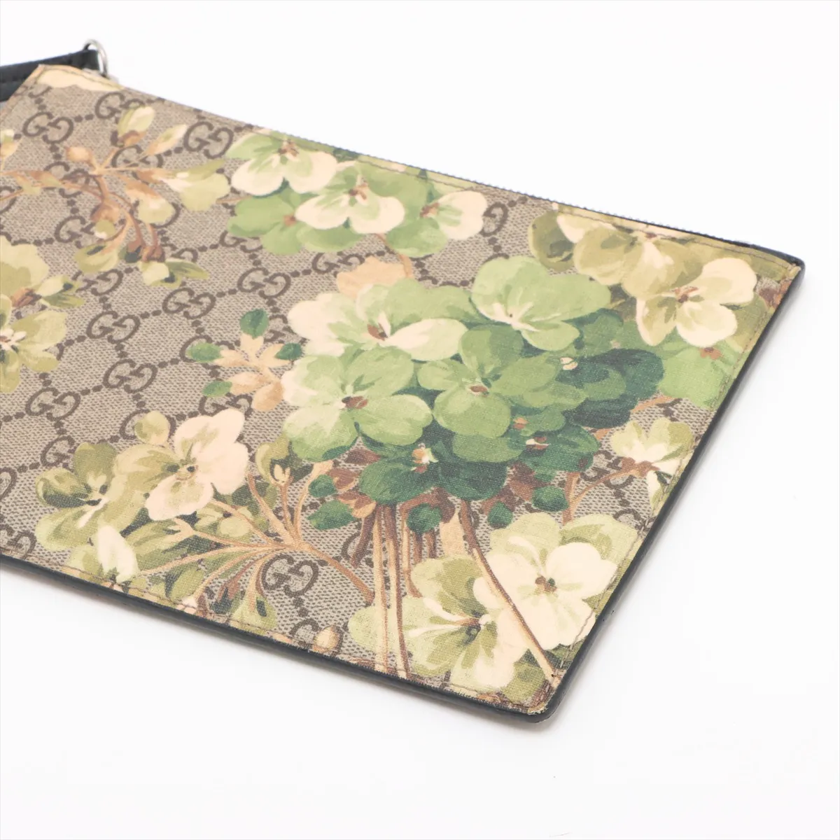 GG Blooms PVC x Leather Clutch Bag Beige x Green 411691 — view 3