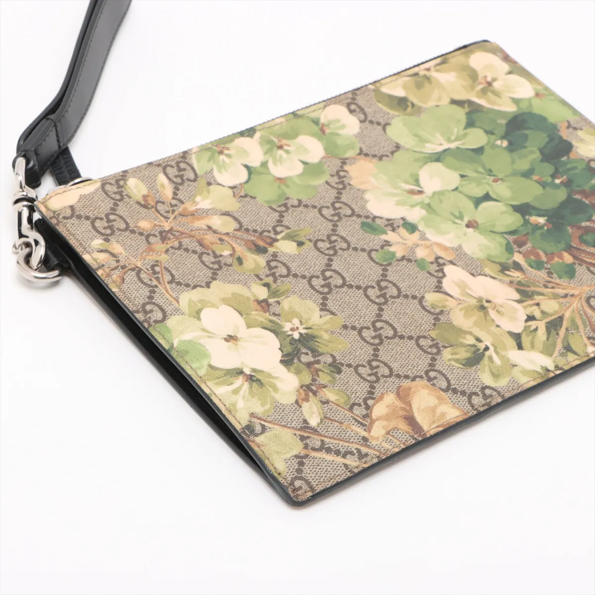 GG Blooms PVC x Leather Clutch Bag Beige x Green 411691 — view 4
