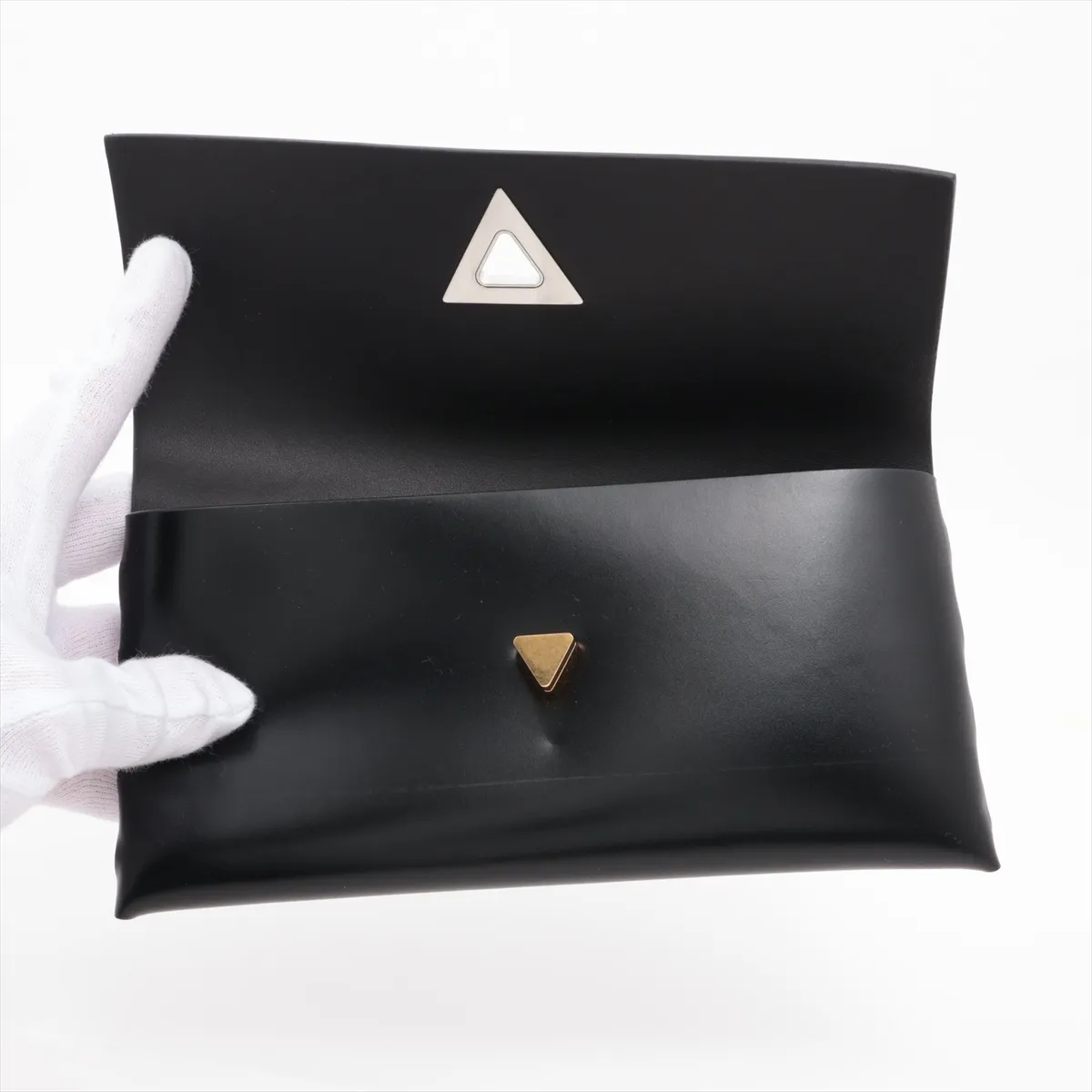 Leather Long Wallet, Black — view 3