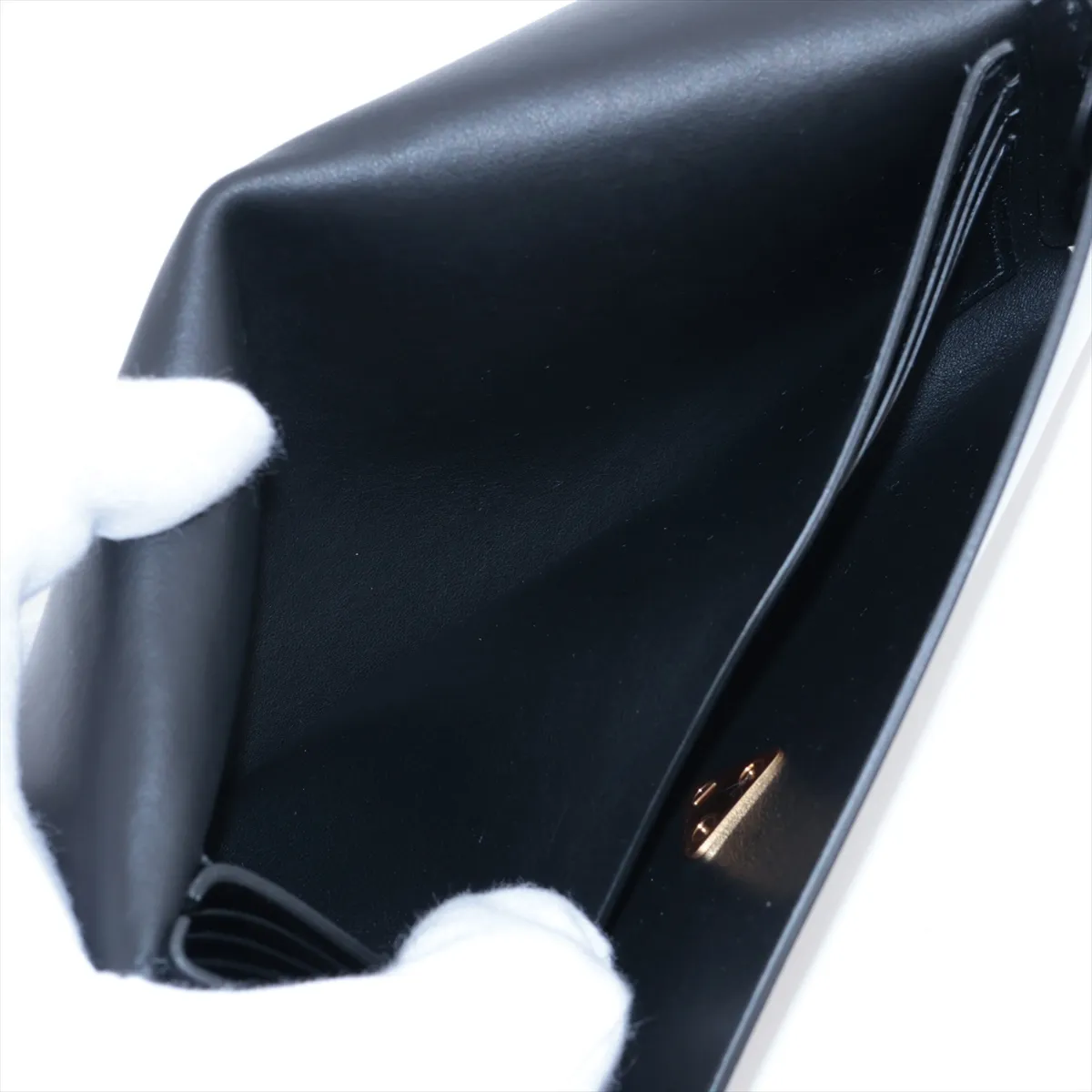 Leather Long Wallet, Black — view 4