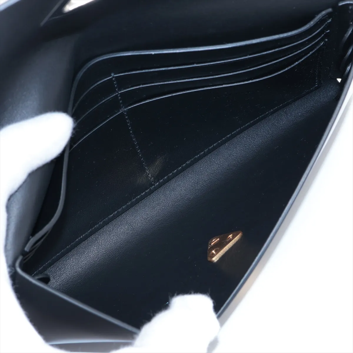 Leather Long Wallet, Black — view 5