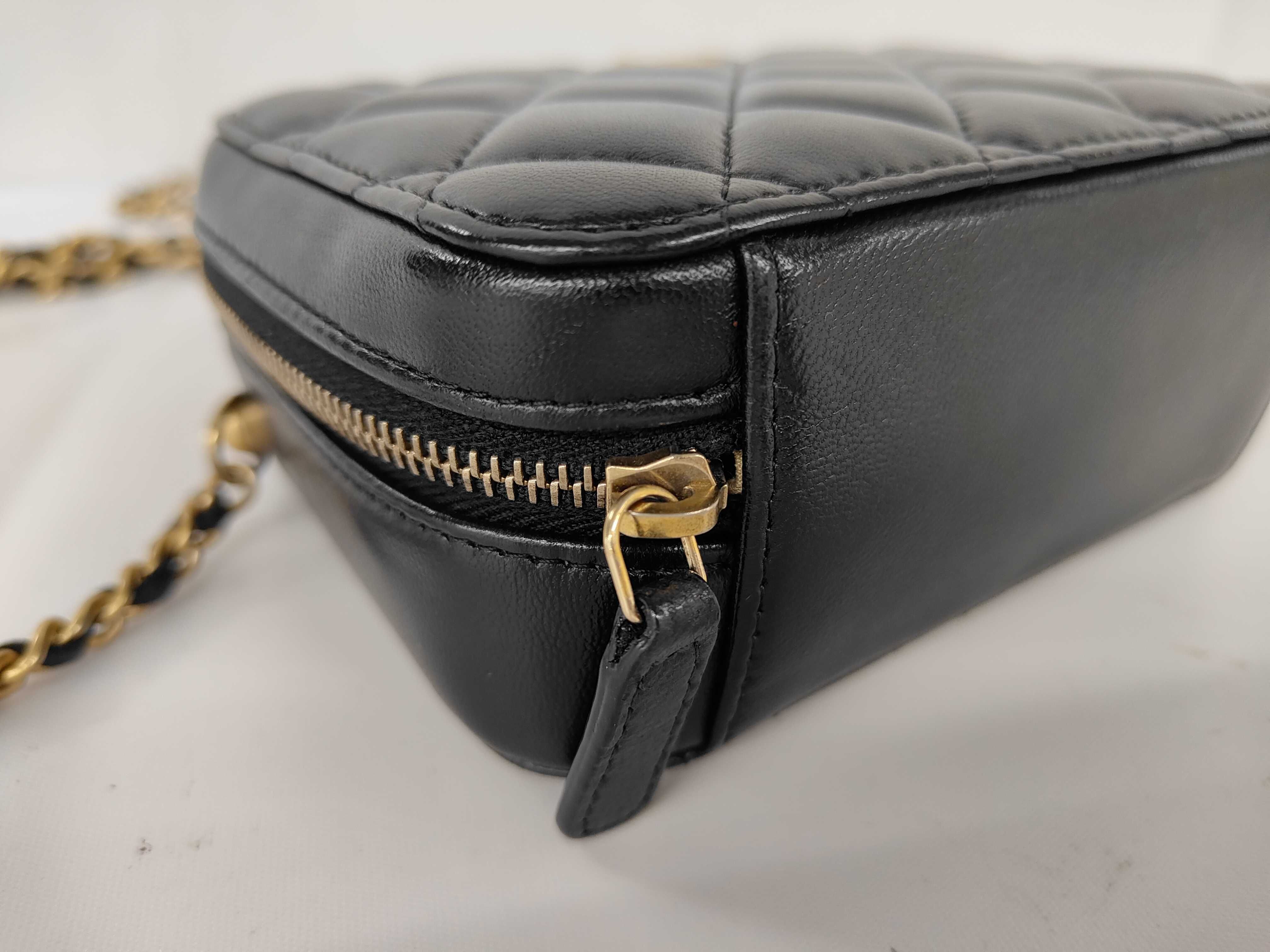 Matelassé Mini Vanity Case, Black Lambskin, Chain Shoulder Strap, Gold Hardware, Shoulder Bag — view 4
