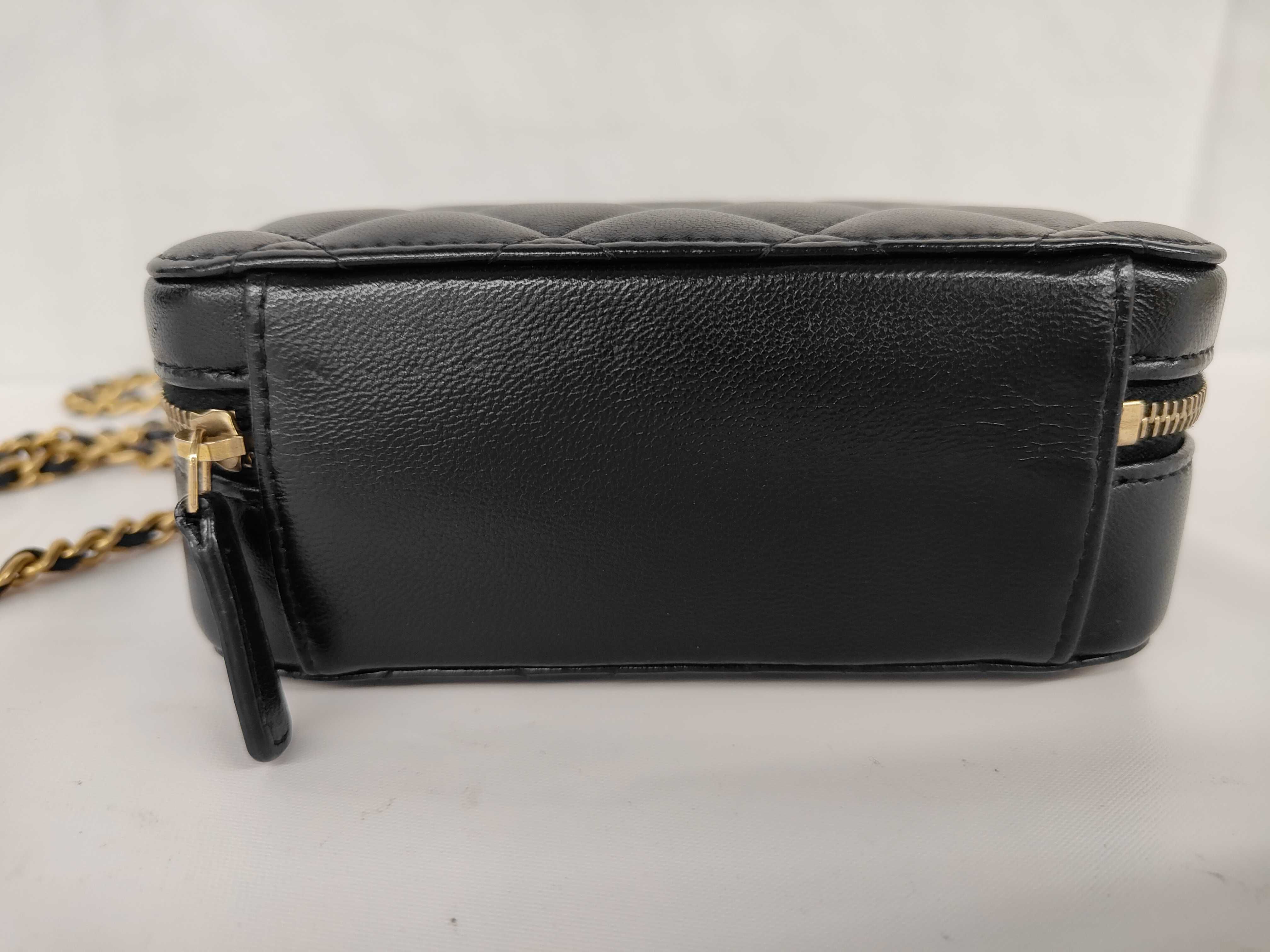 Matelassé Mini Vanity Case, Black Lambskin, Chain Shoulder Strap, Gold Hardware, Shoulder Bag — view 5