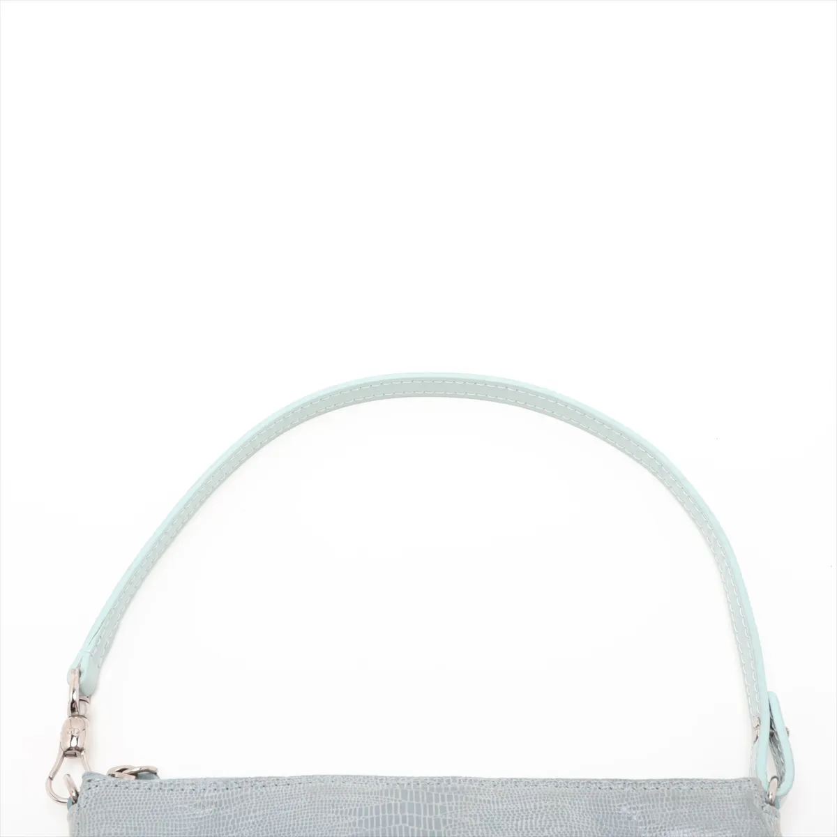 Saddle Lizard Embossed Handbag, Blue — view 6