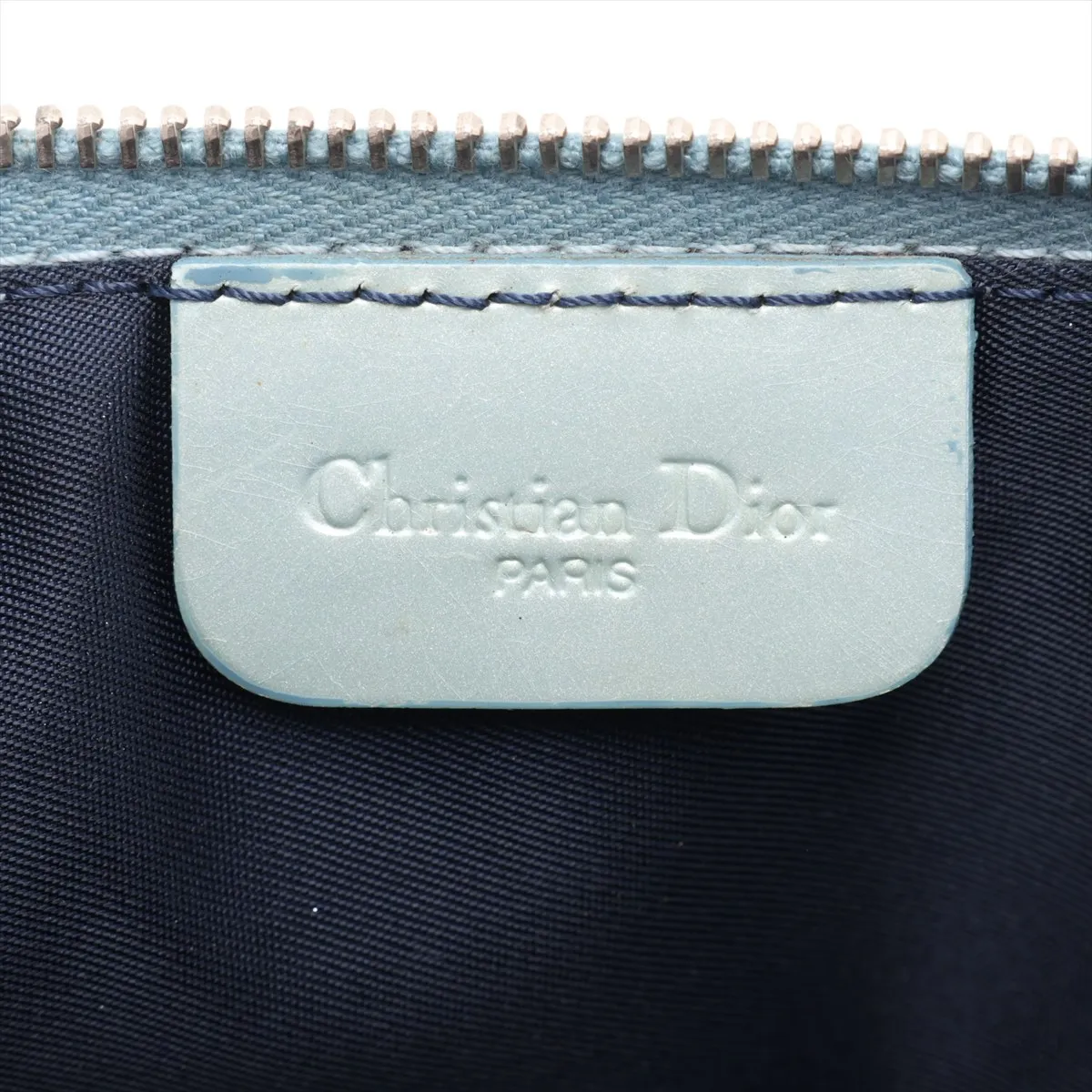 Saddle Lizard Embossed Handbag, Blue — view 8