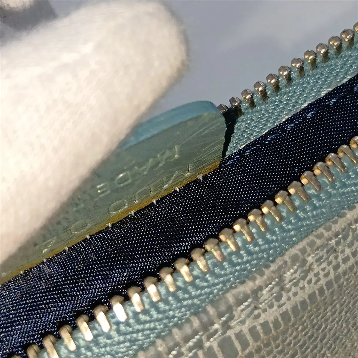 Saddle Lizard Embossed Handbag, Blue — view 9