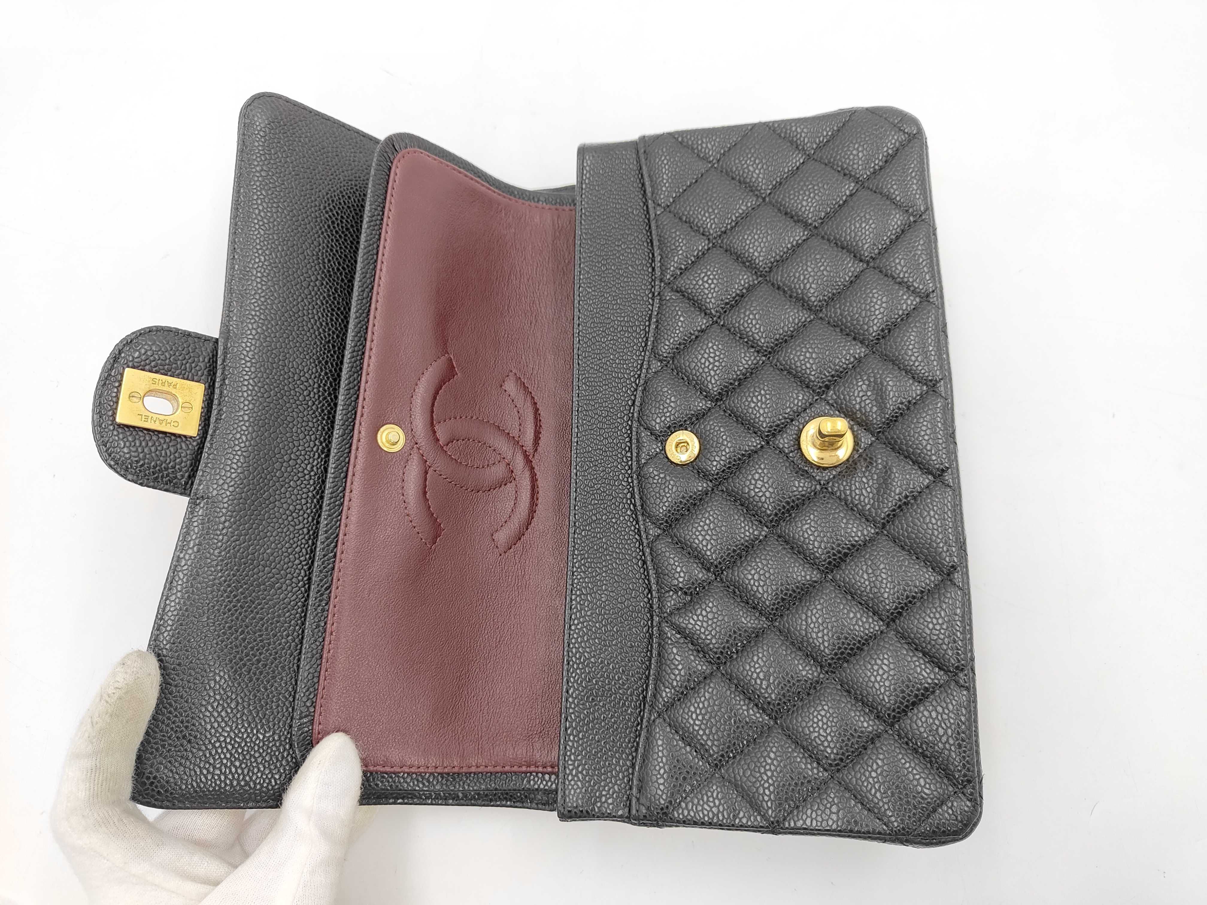Double Flap Caviar Skin Shoulder Bag — view 7