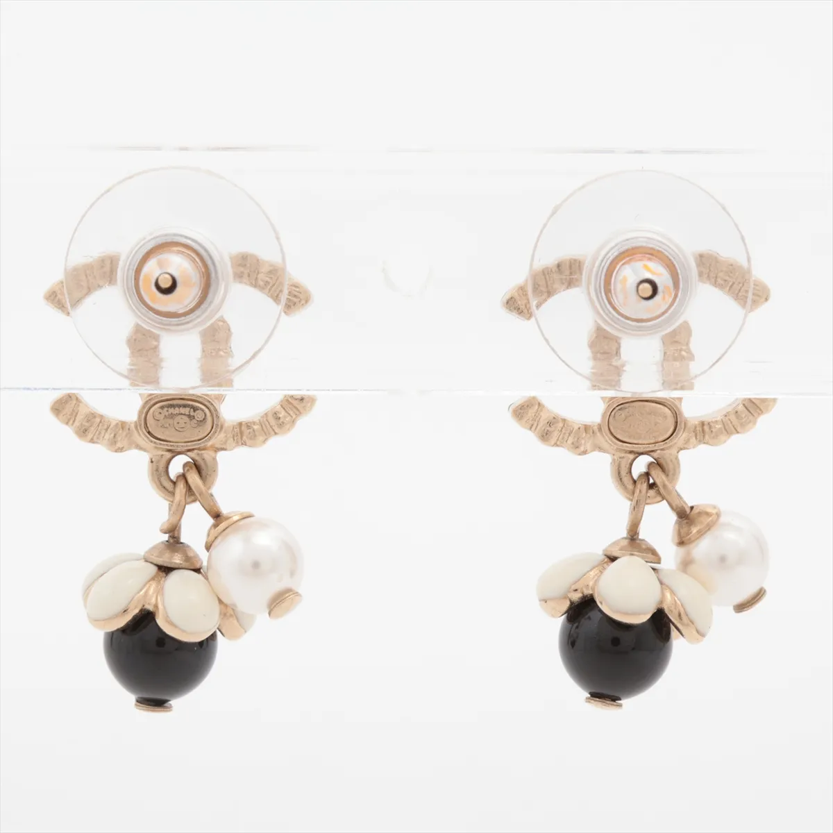 Coco Mark A21C Earrings (Pair) GP x Rhinestone x Faux Pearl Gold - — view 2