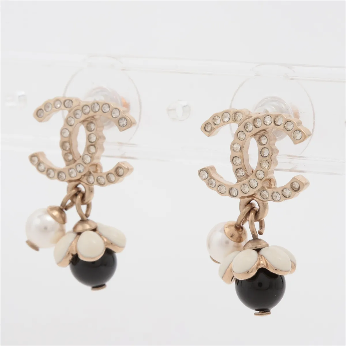 Coco Mark A21C Earrings (Pair) GP x Rhinestone x Faux Pearl Gold - — view 3