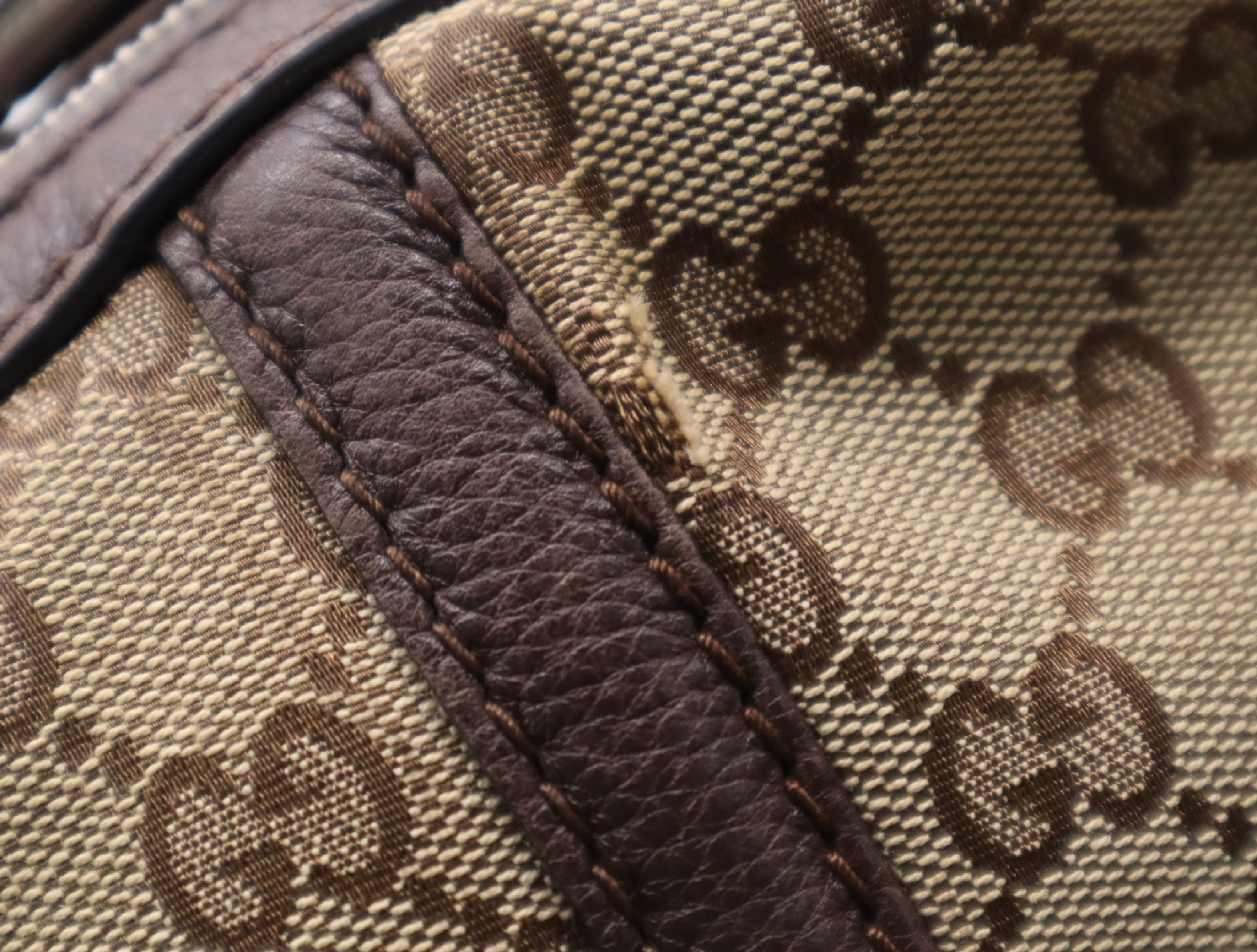 240261GG Canvas Bamboo Hobo Bag Beige Brown 002123 Tote Bag — view 12