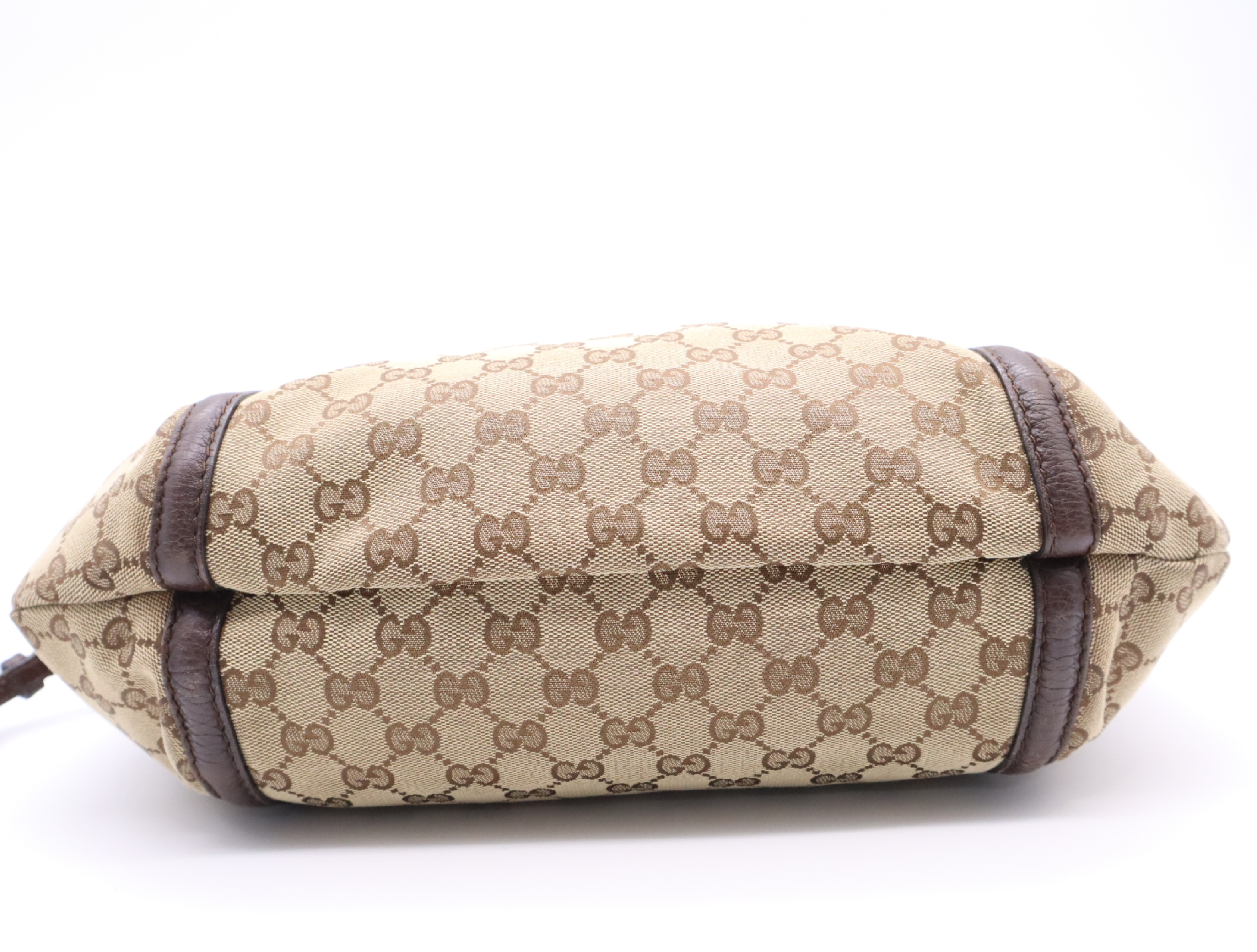 240261GG Canvas Bamboo Hobo Bag Beige Brown 002123 Tote Bag — view 4