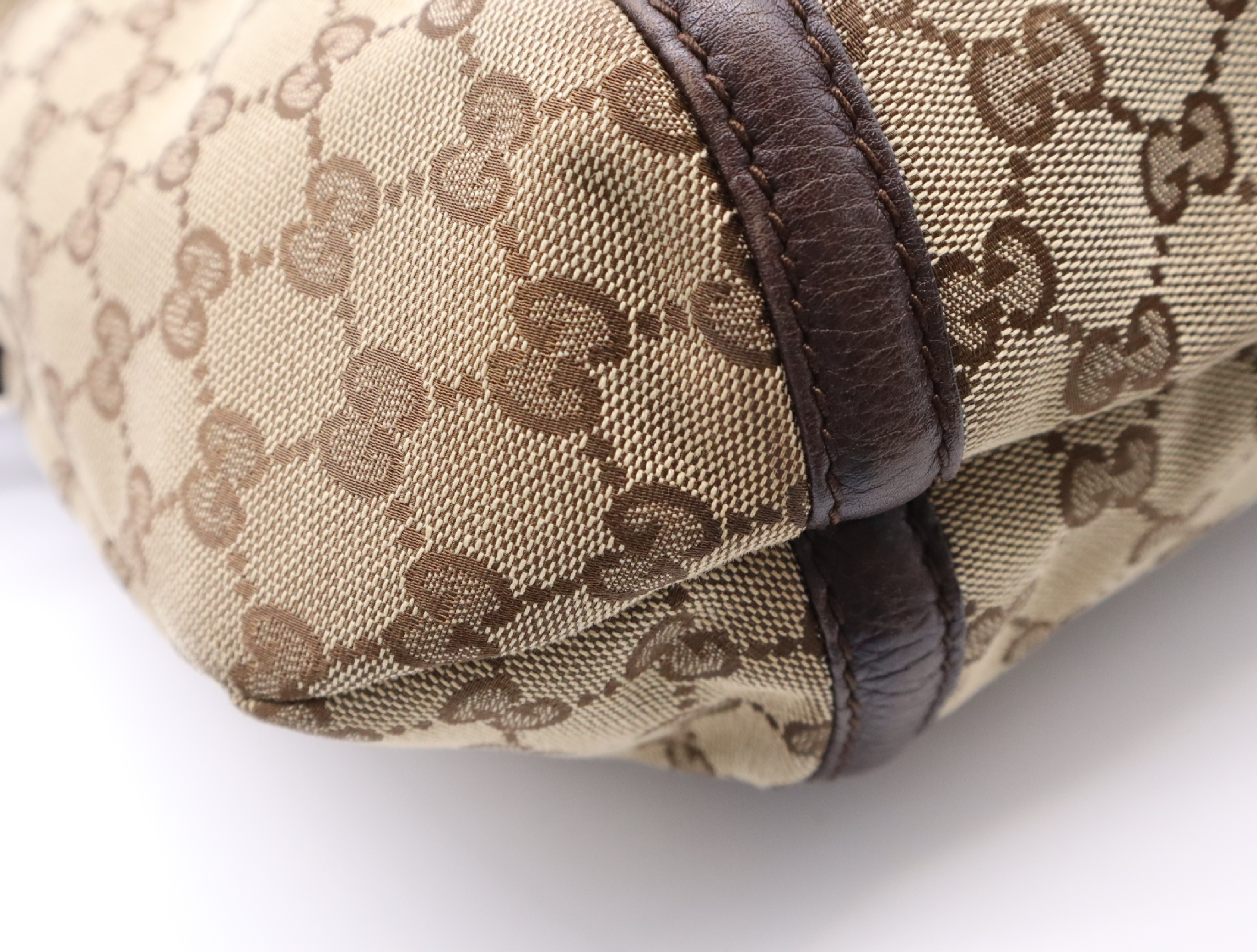240261GG Canvas Bamboo Hobo Bag Beige Brown 002123 Tote Bag — view 6