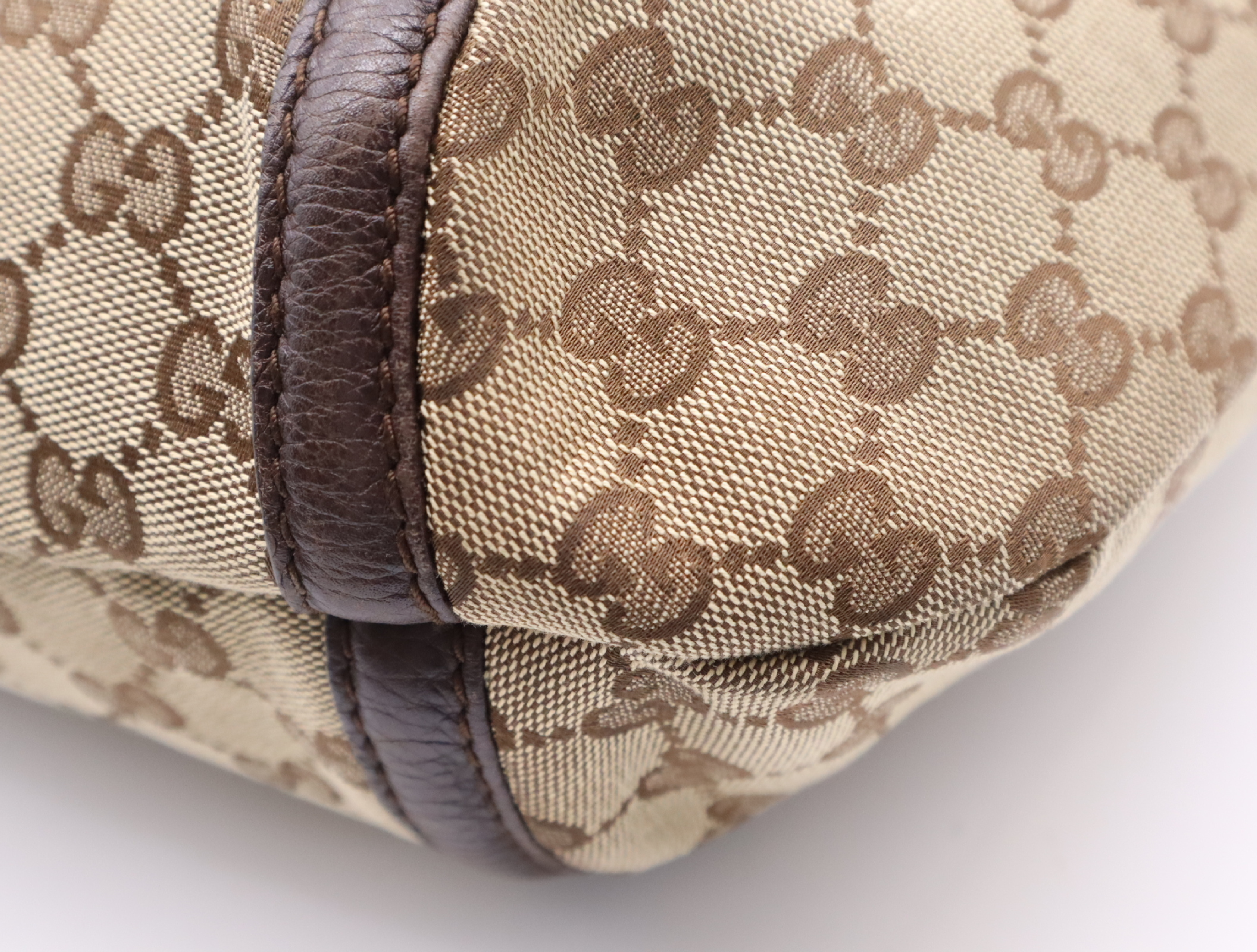 240261GG Canvas Bamboo Hobo Bag Beige Brown 002123 Tote Bag — view 7