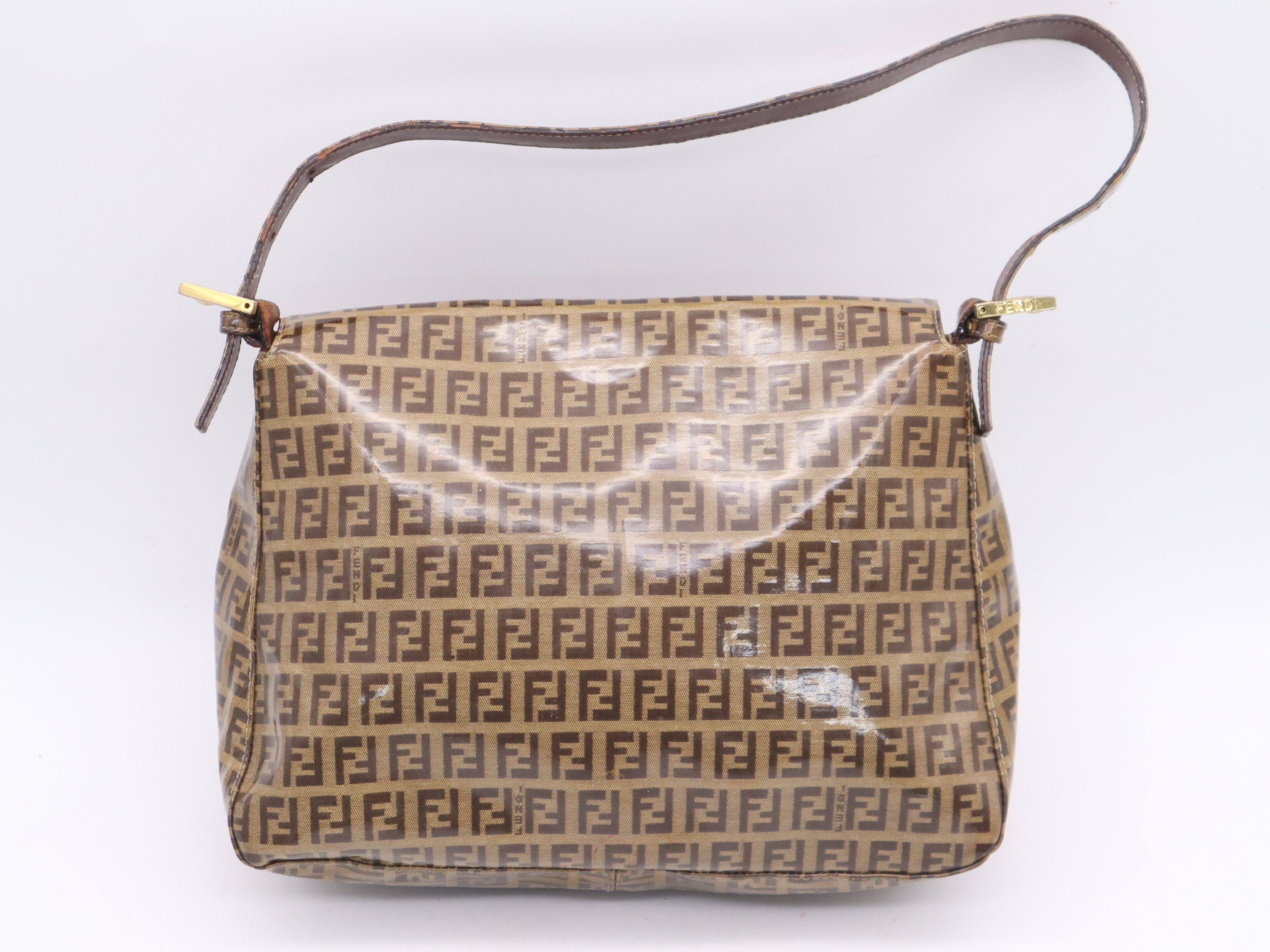 PVC Zucchino Mamma Bucket Shoulder Bag, Brown/Dark Brown, Gold Hardware. — view 2