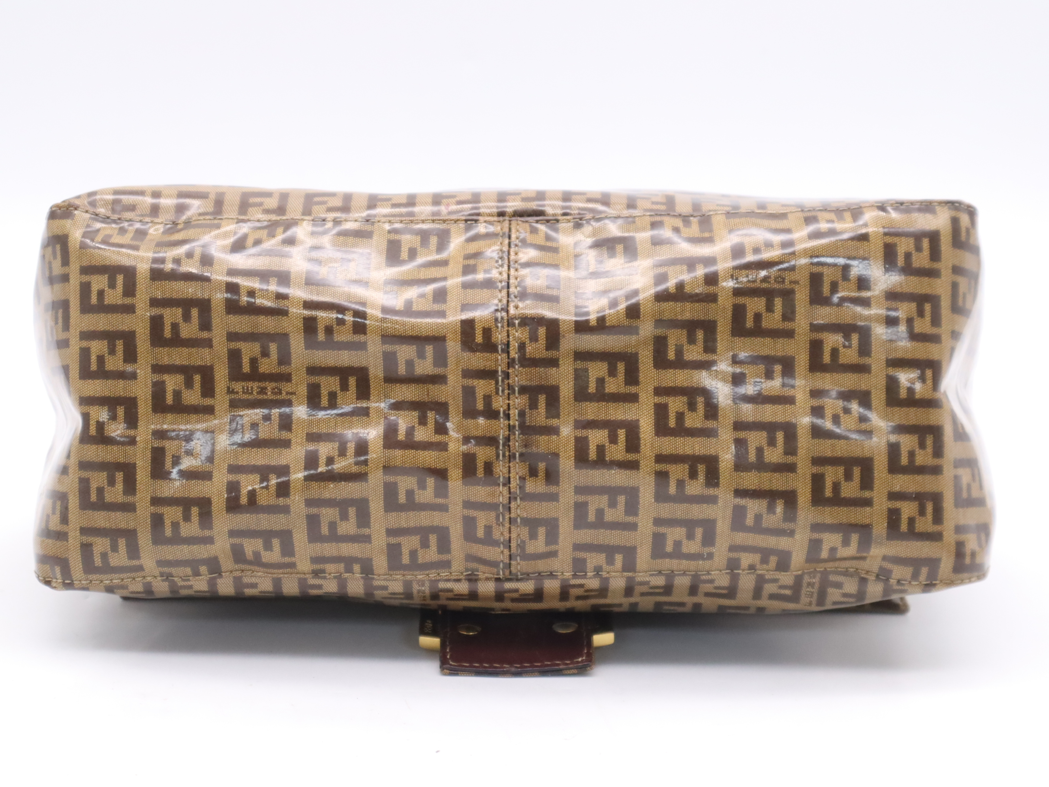 PVC Zucchino Mamma Bucket Shoulder Bag, Brown/Dark Brown, Gold Hardware. — view 4