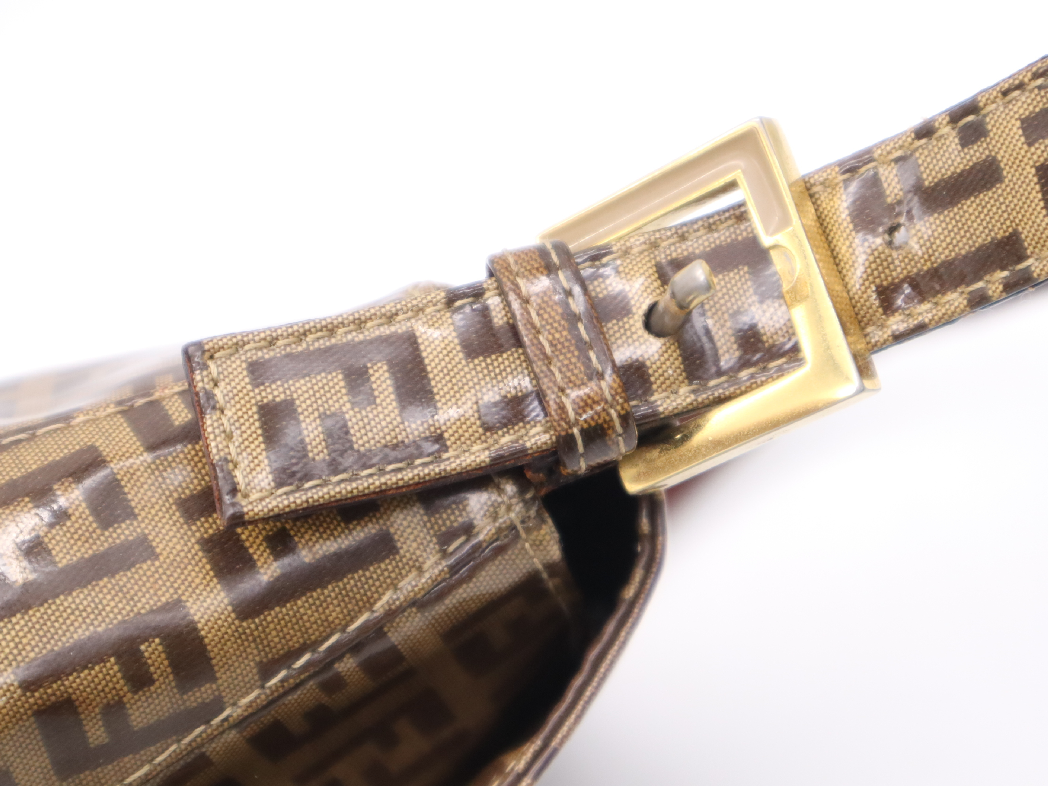 PVC Zucchino Mamma Bucket Shoulder Bag, Brown/Dark Brown, Gold Hardware. — view 7