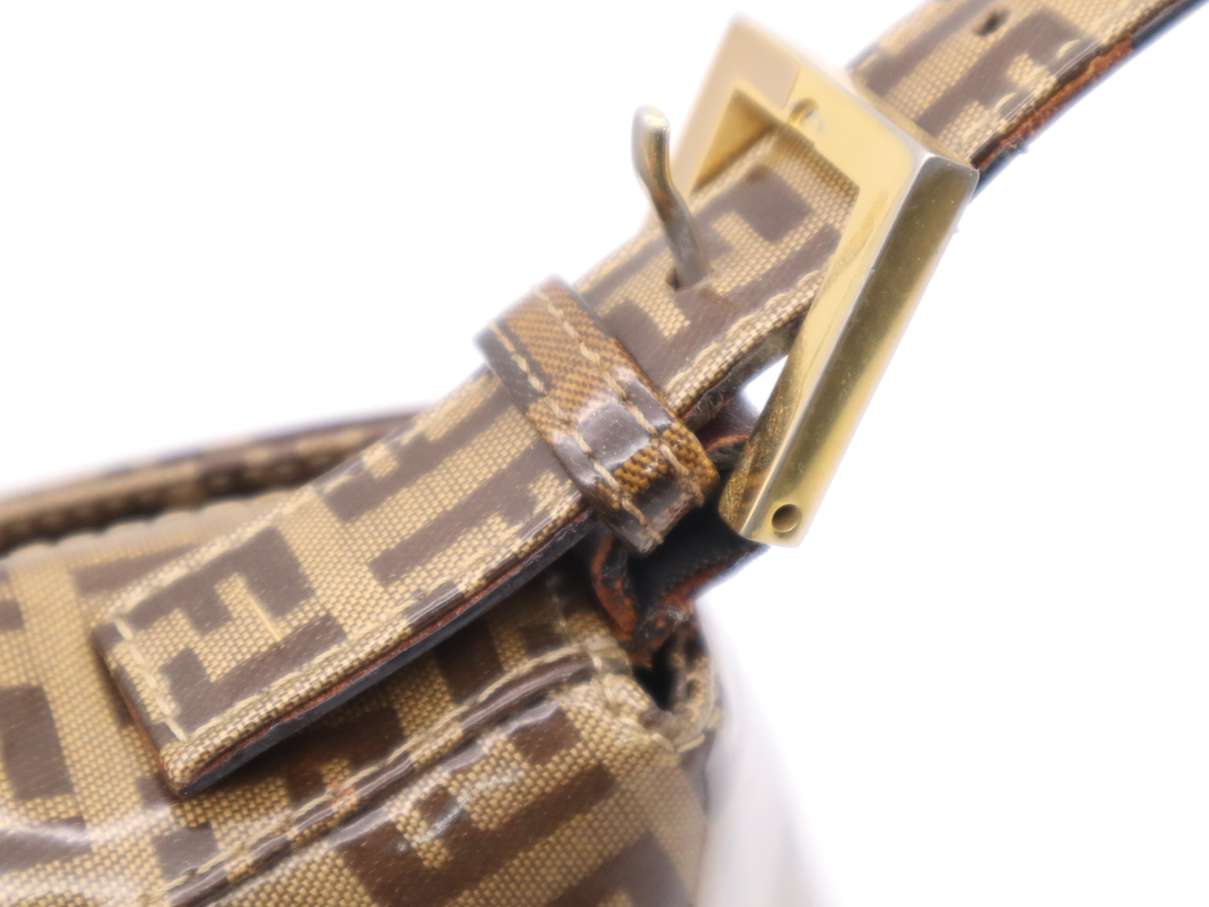 PVC Zucchino Mamma Bucket Shoulder Bag, Brown/Dark Brown, Gold Hardware. — view 8