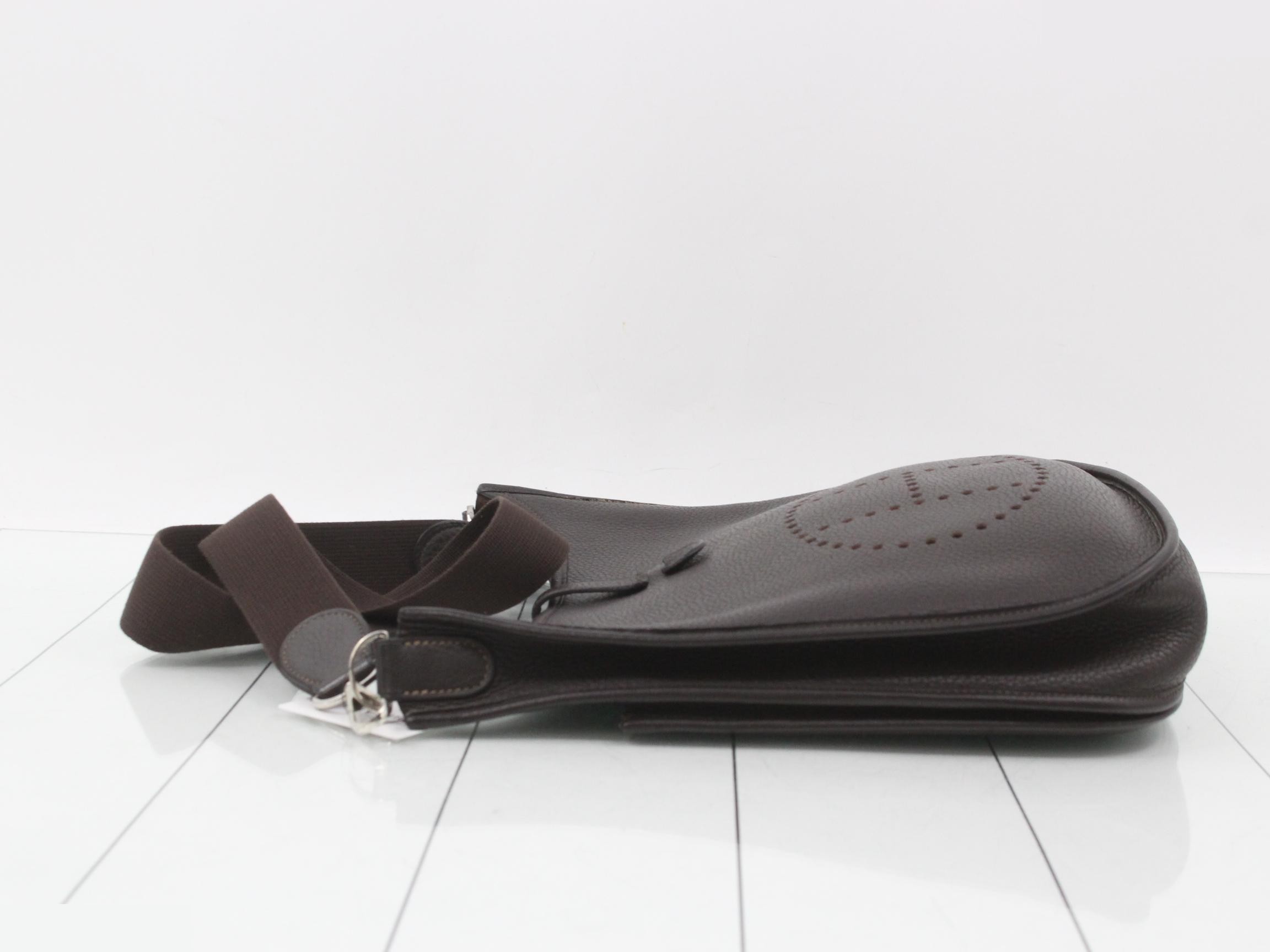 Evelyne 2 PM Shoulder Bag, Leather, H Stamp, Brown — view 4