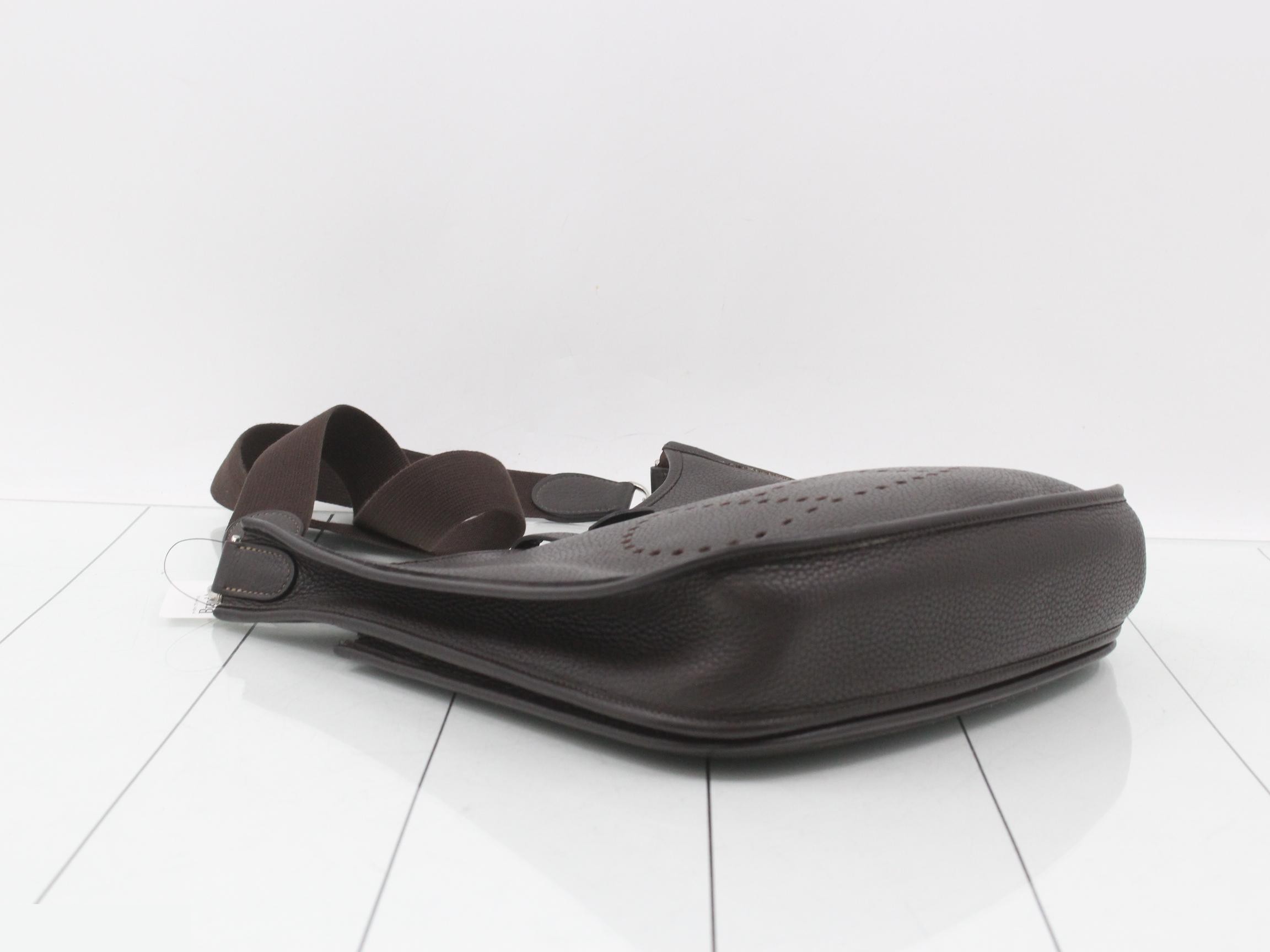 Evelyne 2 PM Shoulder Bag, Leather, H Stamp, Brown — view 5