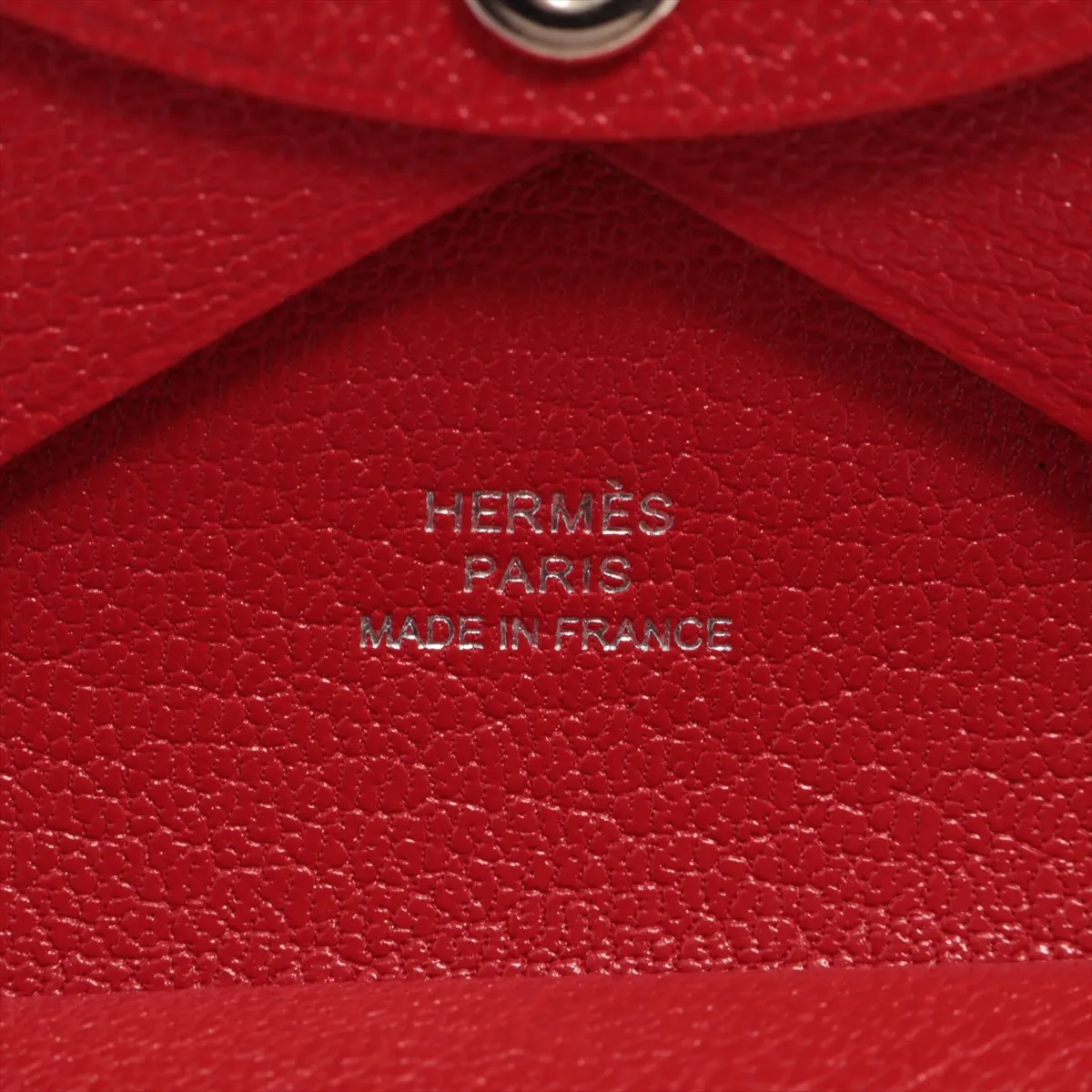 Hermès Calvi Duo Chevre Mysore Coin Case, Red, Silver Hardware, W: 2024 — view 7