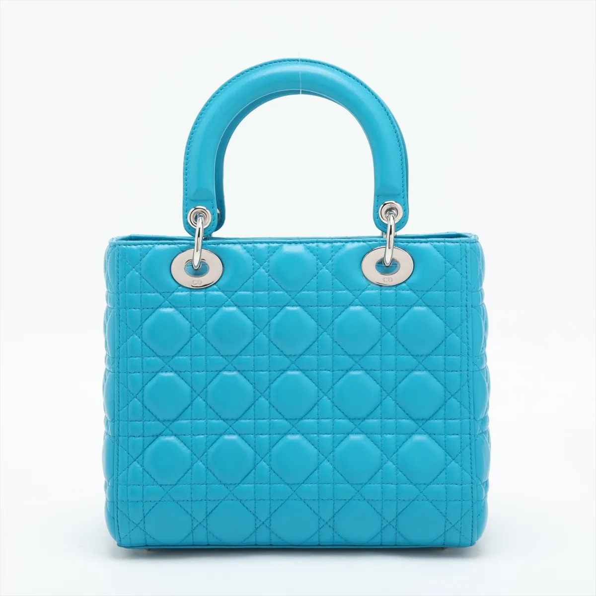 Cannage Lady Dior Leather 2-Way Handbag, Blue — view 2