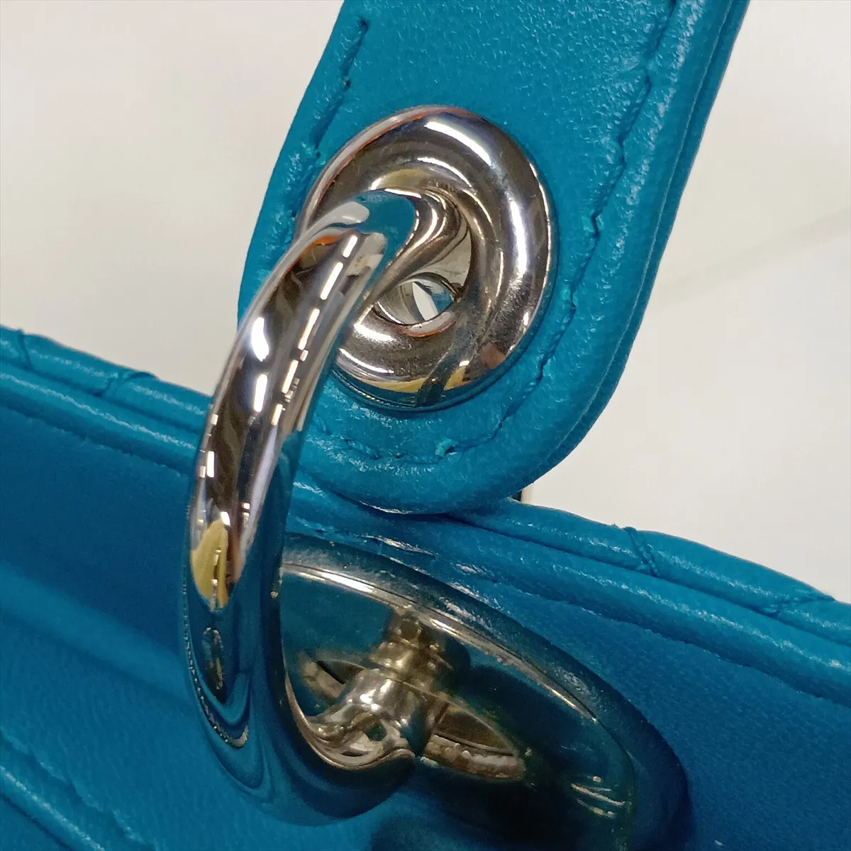 Cannage Lady Dior Leather 2-Way Handbag, Blue — view 14