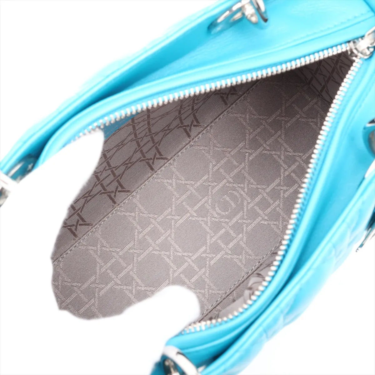 Cannage Lady Dior Leather 2-Way Handbag, Blue — view 8