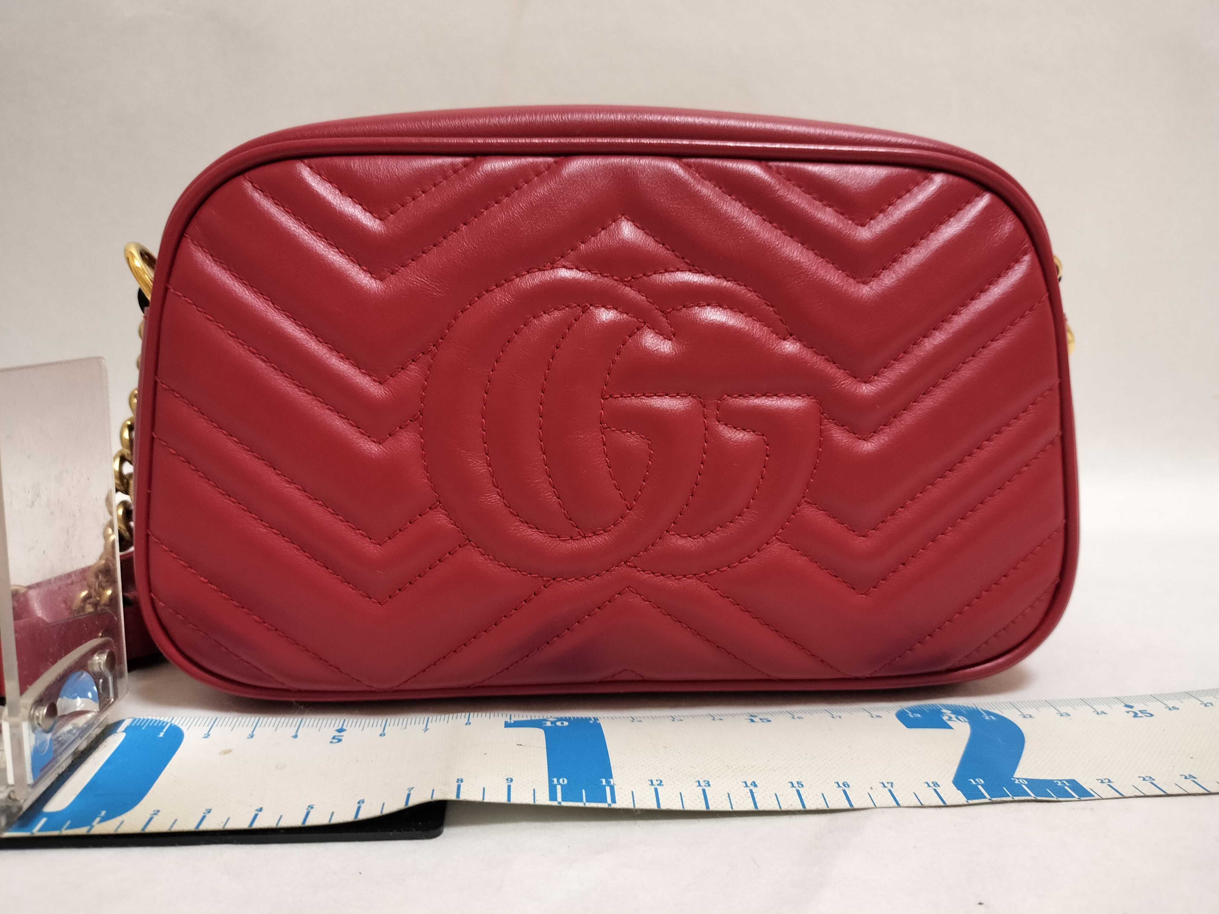 GG Marmont Leather Shoulder Bag, Red, 447632 (Shoulder Bag) — view 2
