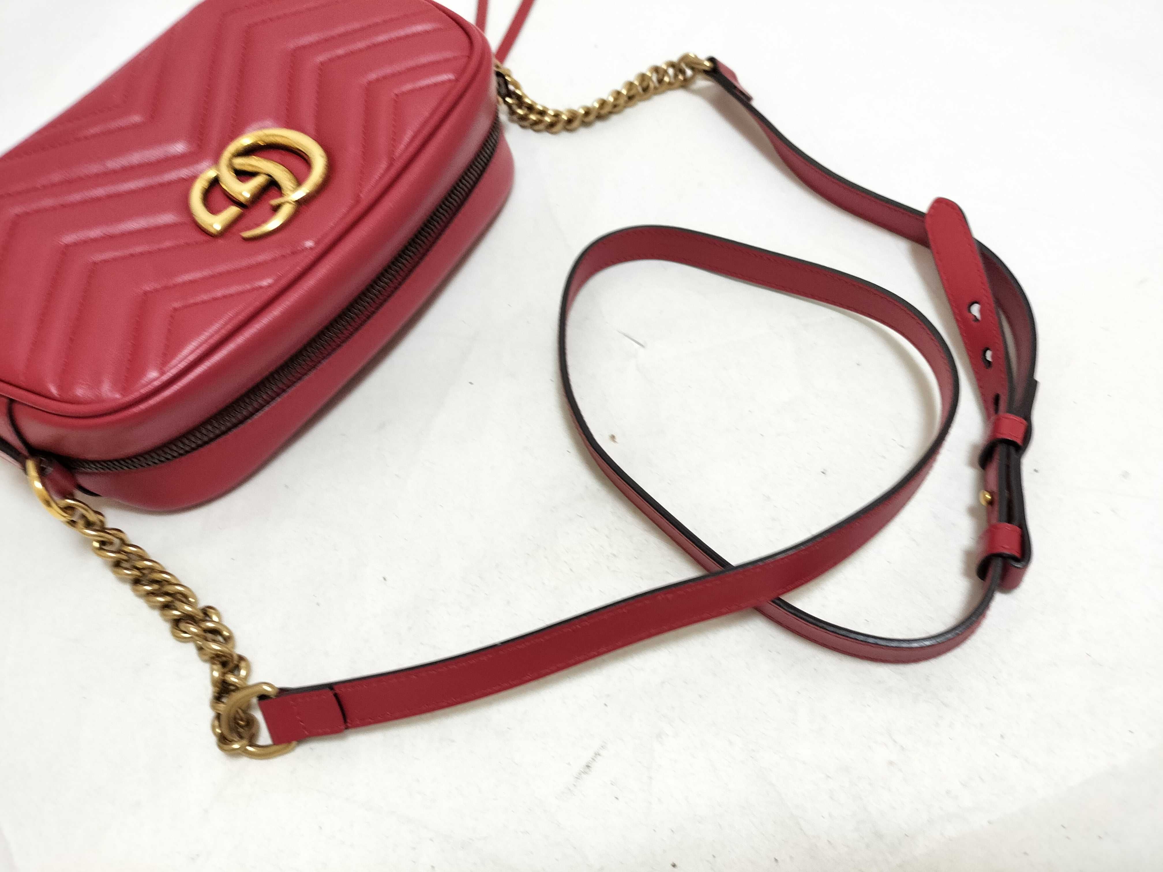GG Marmont Leather Shoulder Bag, Red, 447632 (Shoulder Bag) — view 3