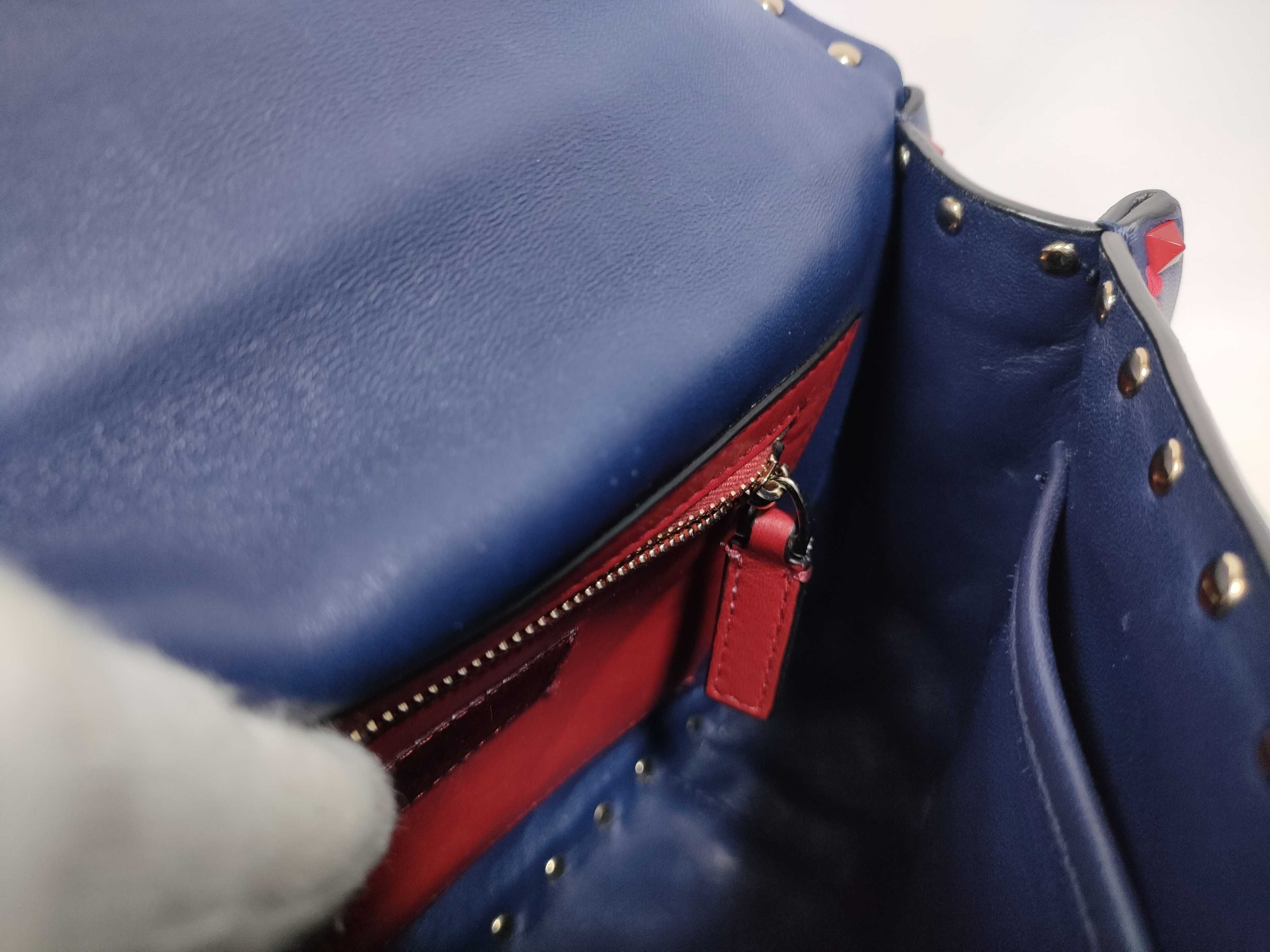 navy lambskin stud chain handbag — view 11