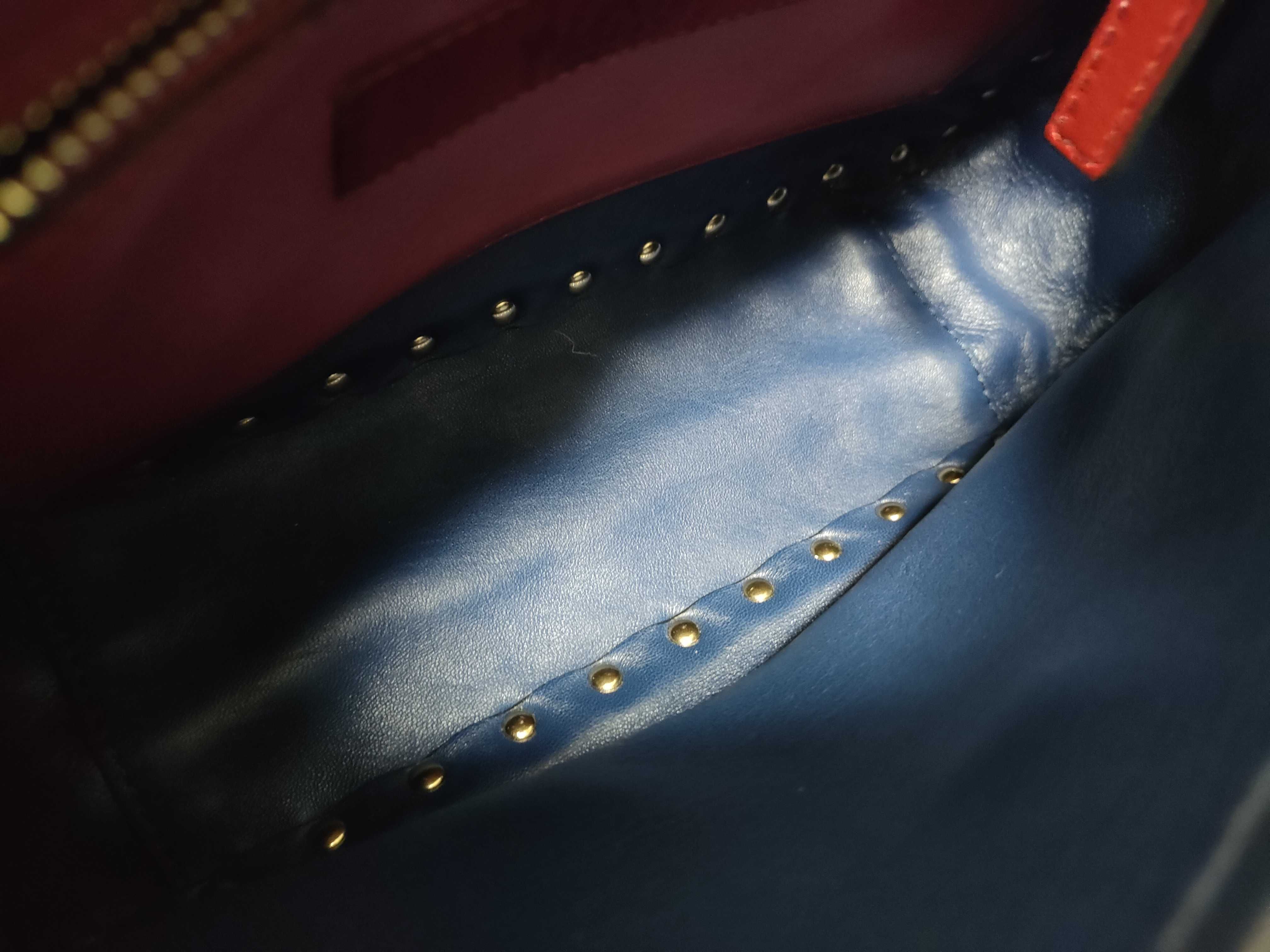 navy lambskin stud chain handbag — view 12