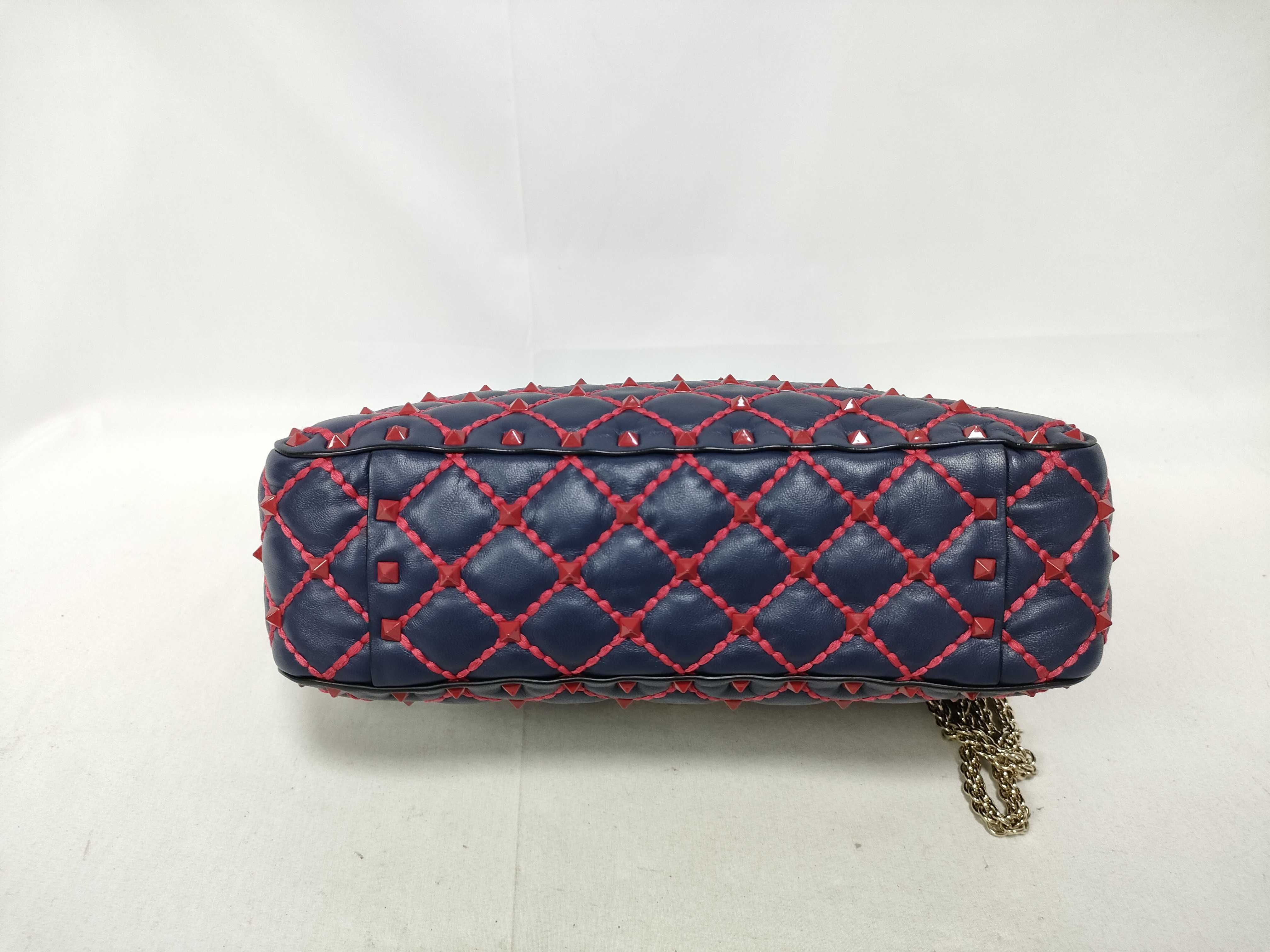 navy lambskin stud chain handbag — view 3