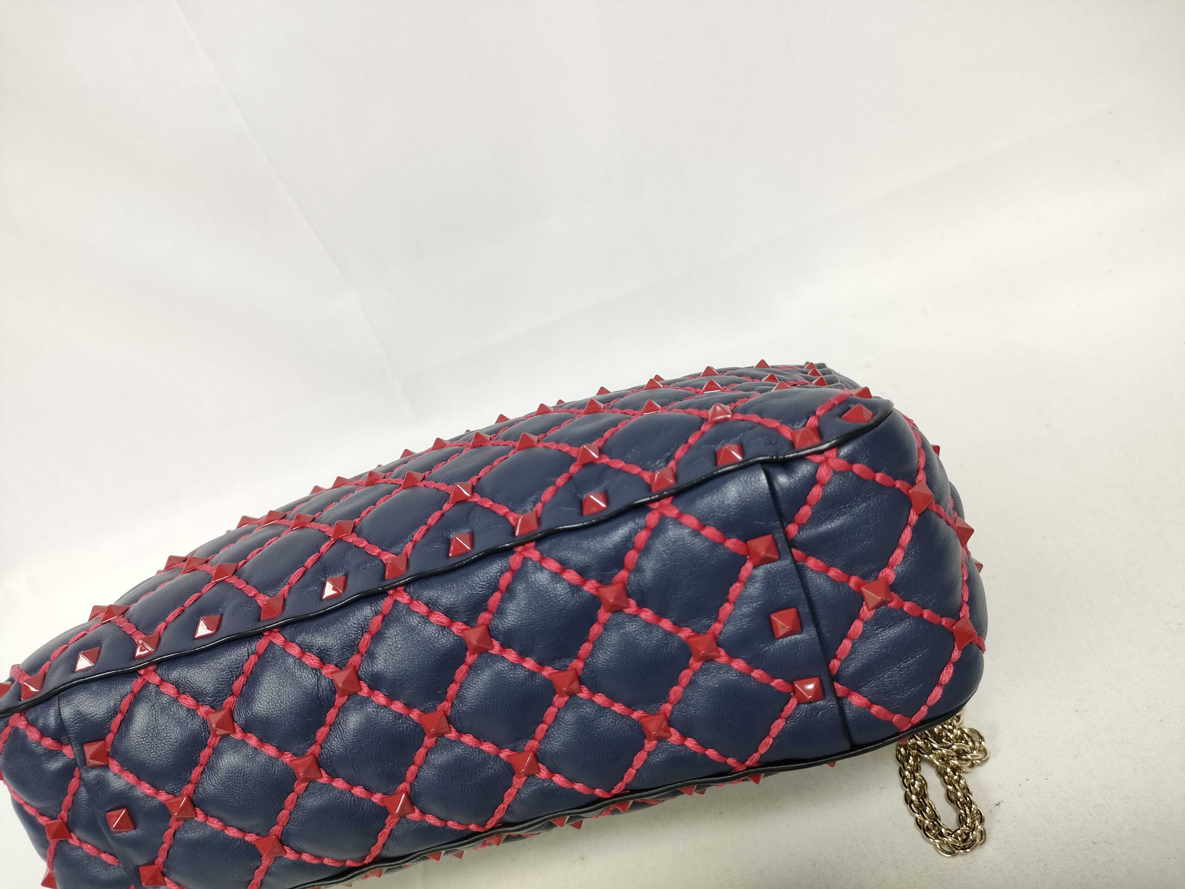 navy lambskin stud chain handbag — view 4