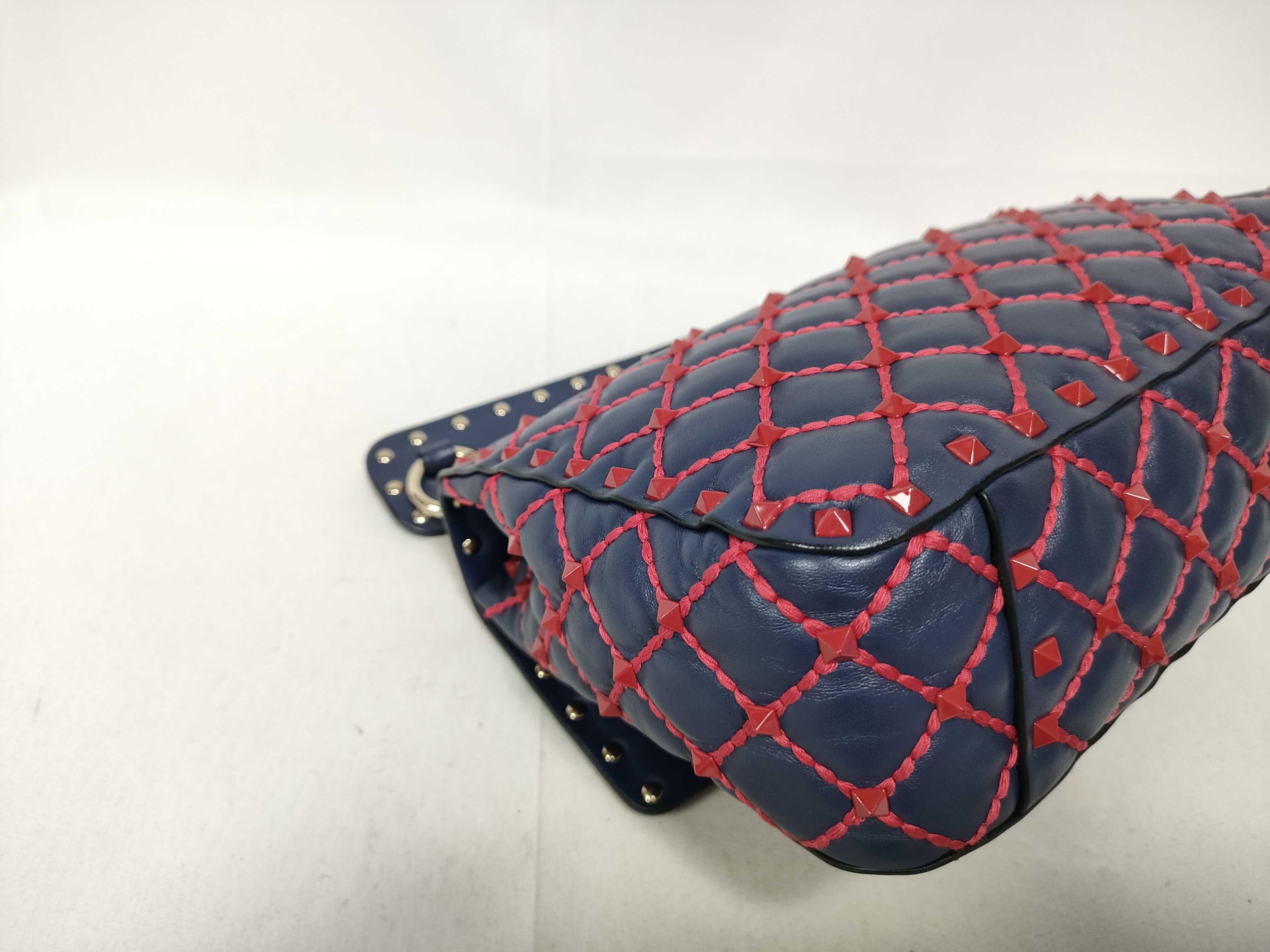 navy lambskin stud chain handbag — view 5