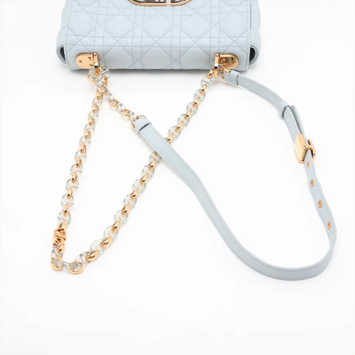 Cannage Caro Leather Chain Shoulder Bag, Blue — view 5