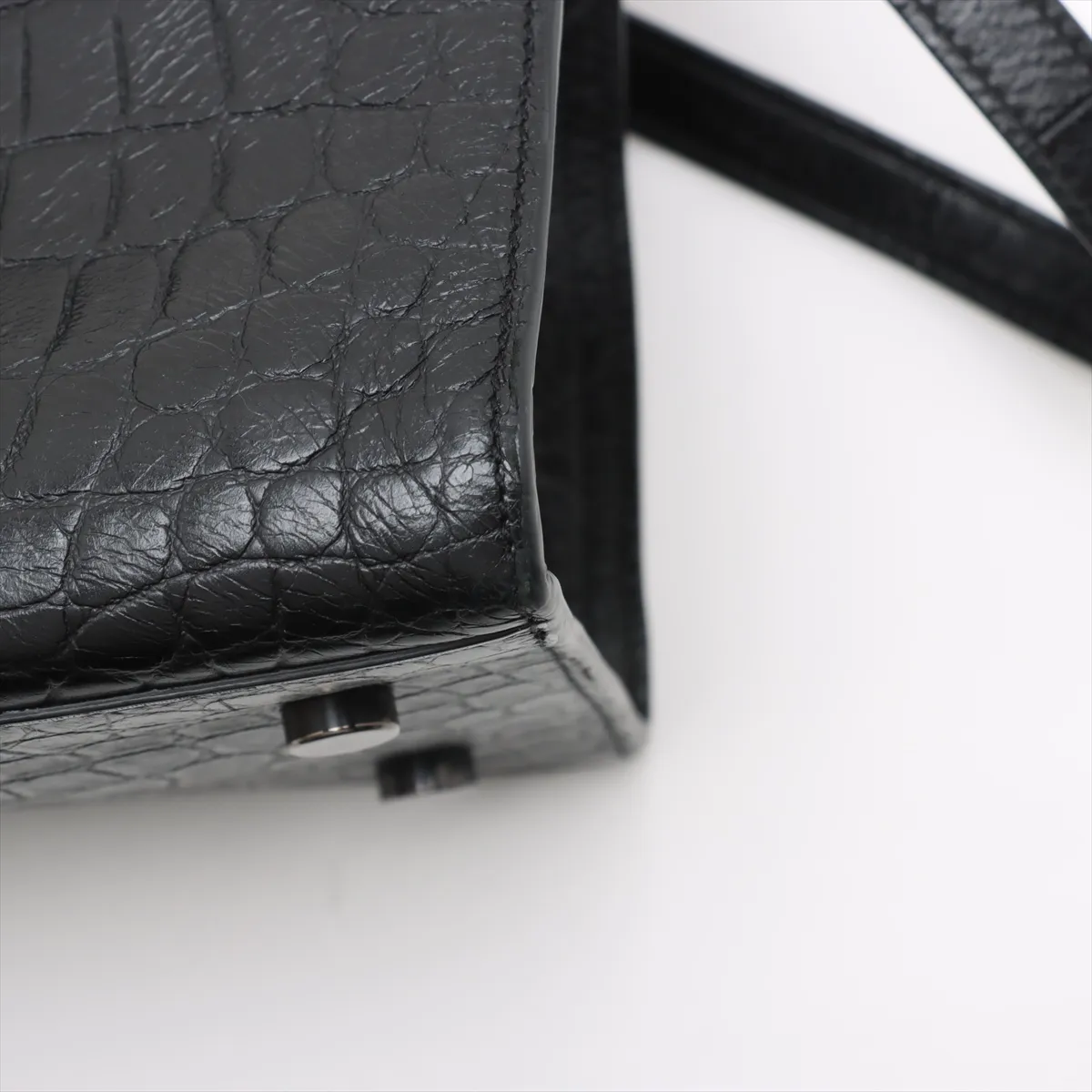 Baby Cabas Croco Embossed 2WAY Handbag Black 394461 — view 11