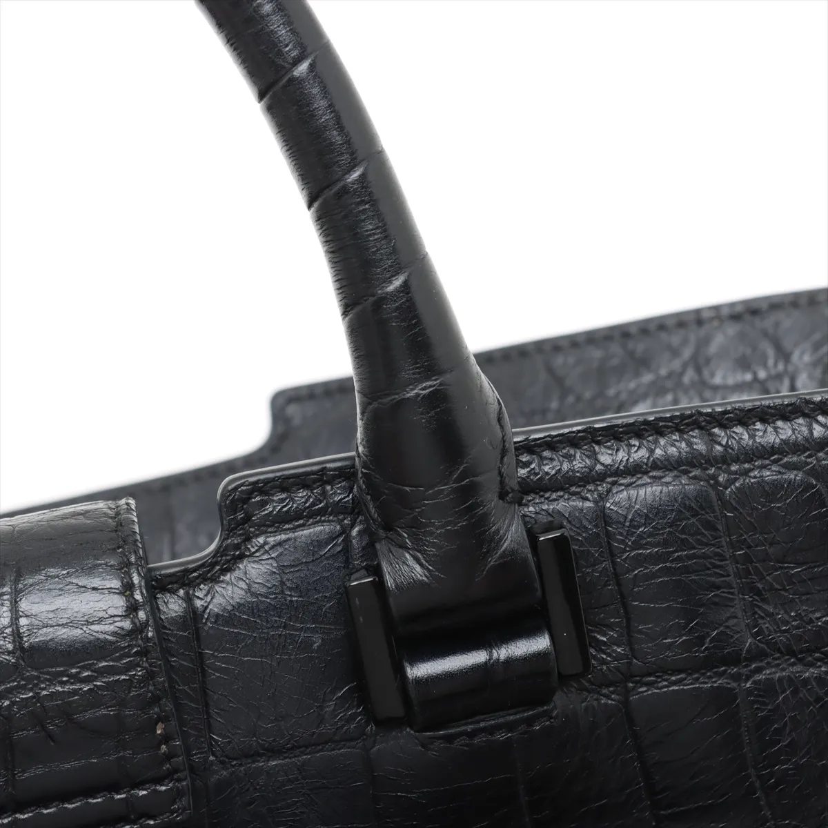 Baby Cabas Croco Embossed 2WAY Handbag Black 394461 — view 12