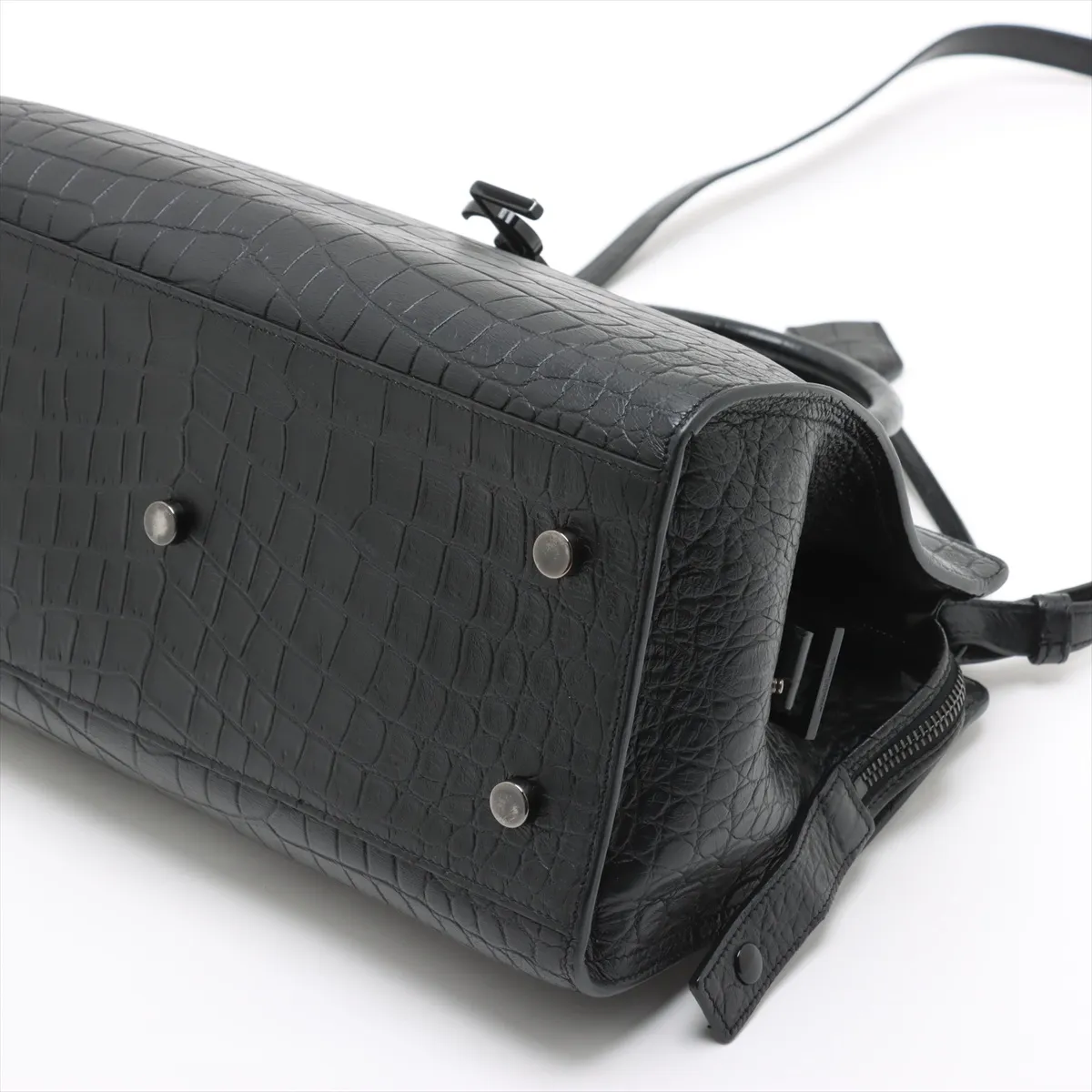 Baby Cabas Croco Embossed 2WAY Handbag Black 394461 — view 3