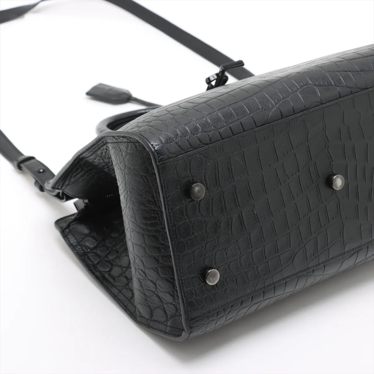 Baby Cabas Croco Embossed 2WAY Handbag Black 394461 — view 4
